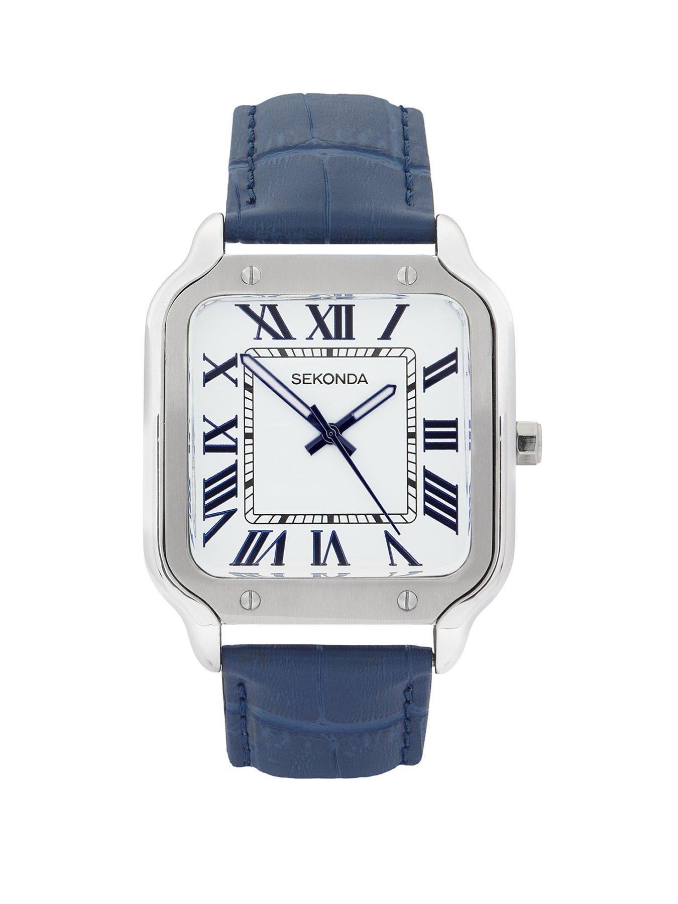 Sekonda Sekonda Mens Rene Blue Leather Strap with White Dial Analogue Watch