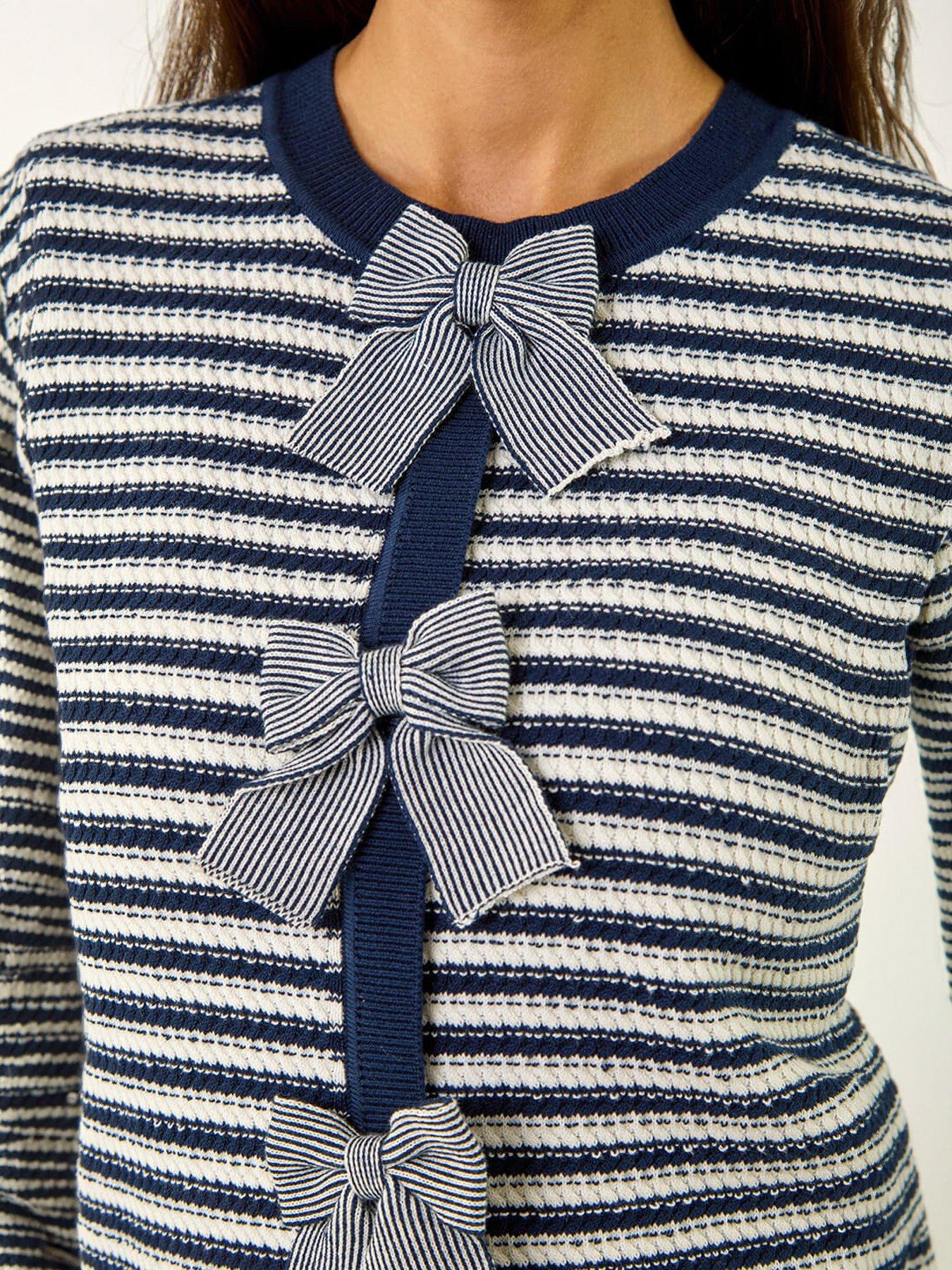 Image 5 of 5 of Roman Stripe Bow Front Cardigan