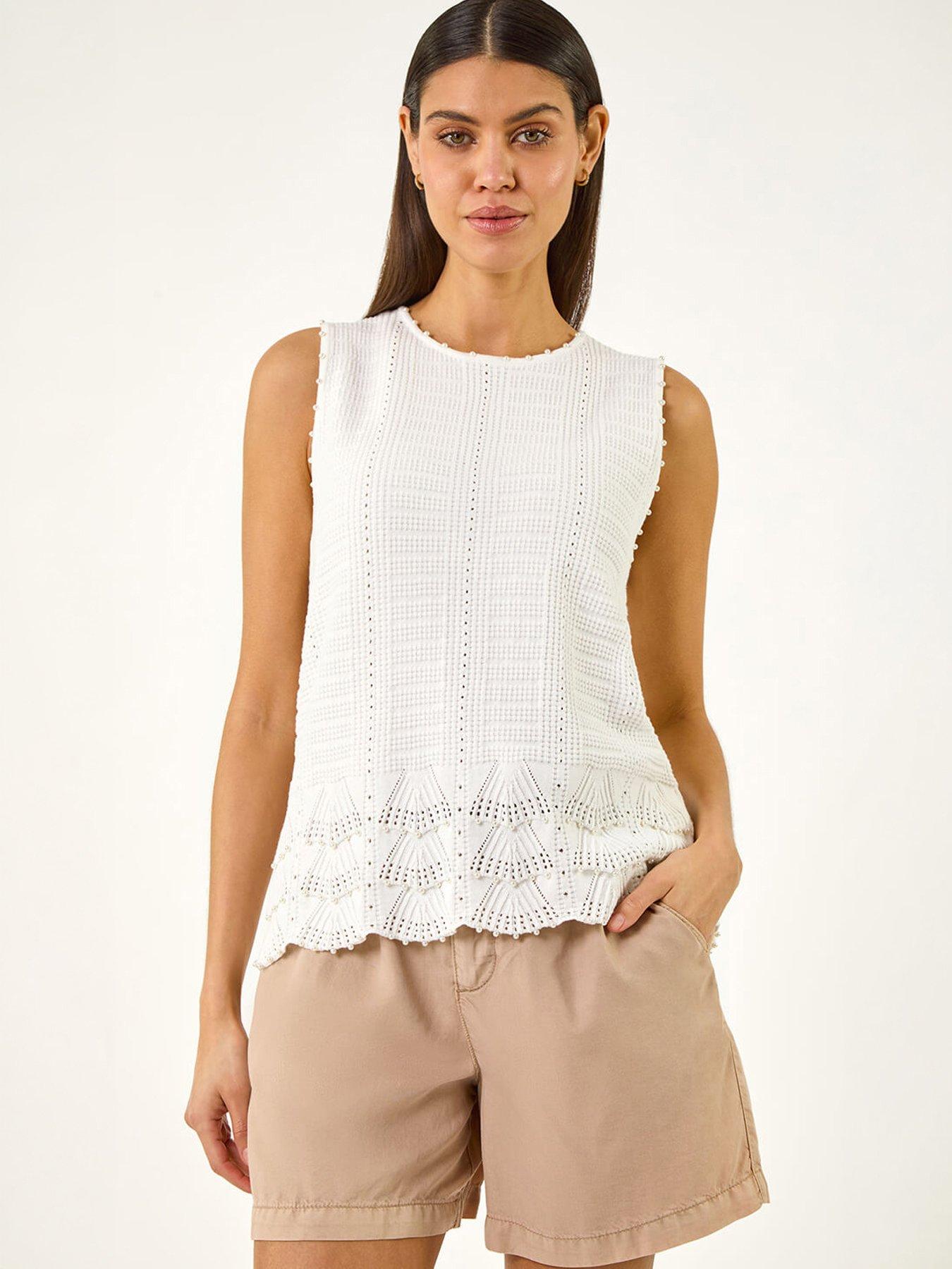 Roman Pearl Trim Knitted Vest