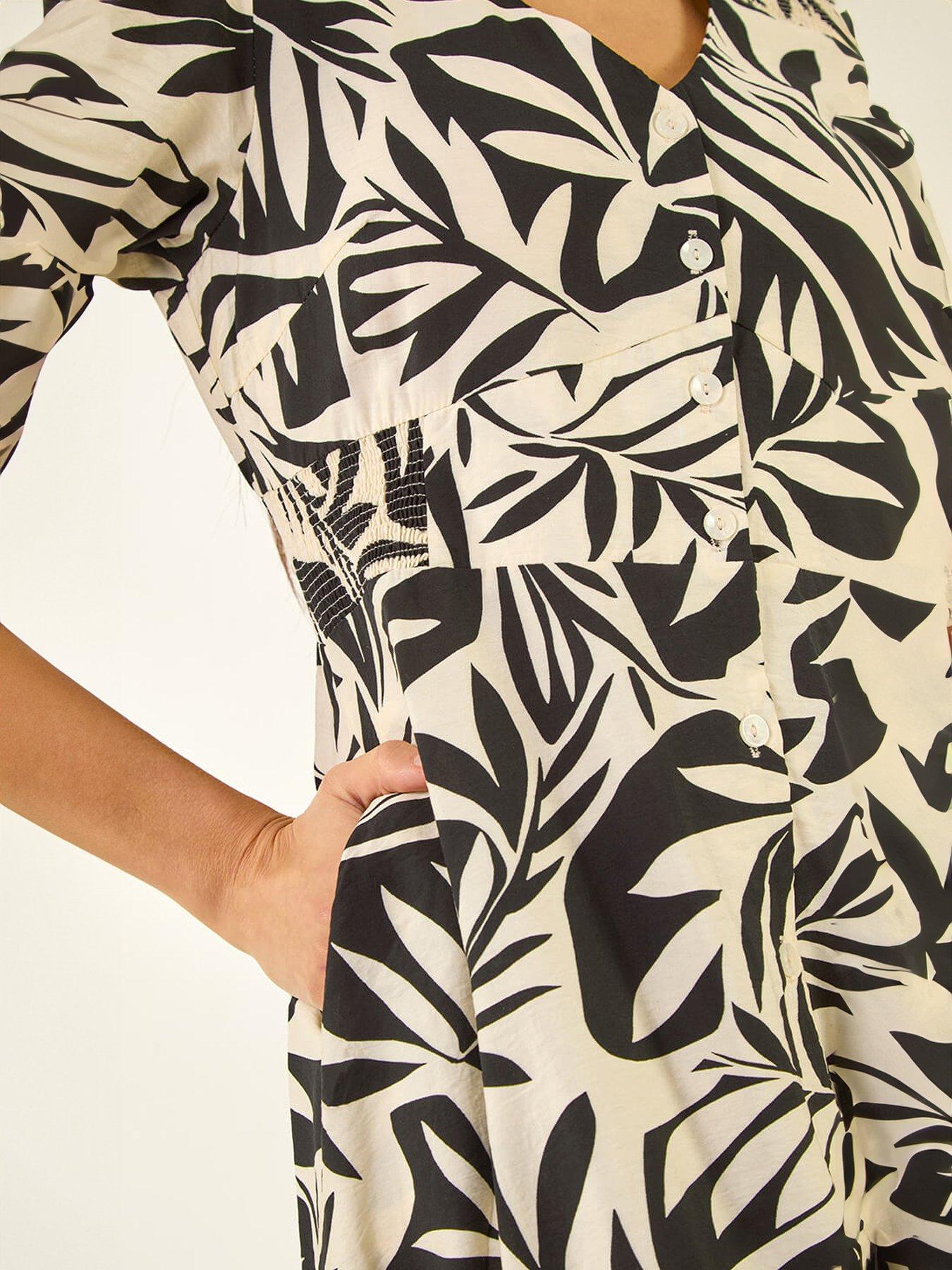 Image 2 of 5 of Roman Abstract Print Button Midi Dress