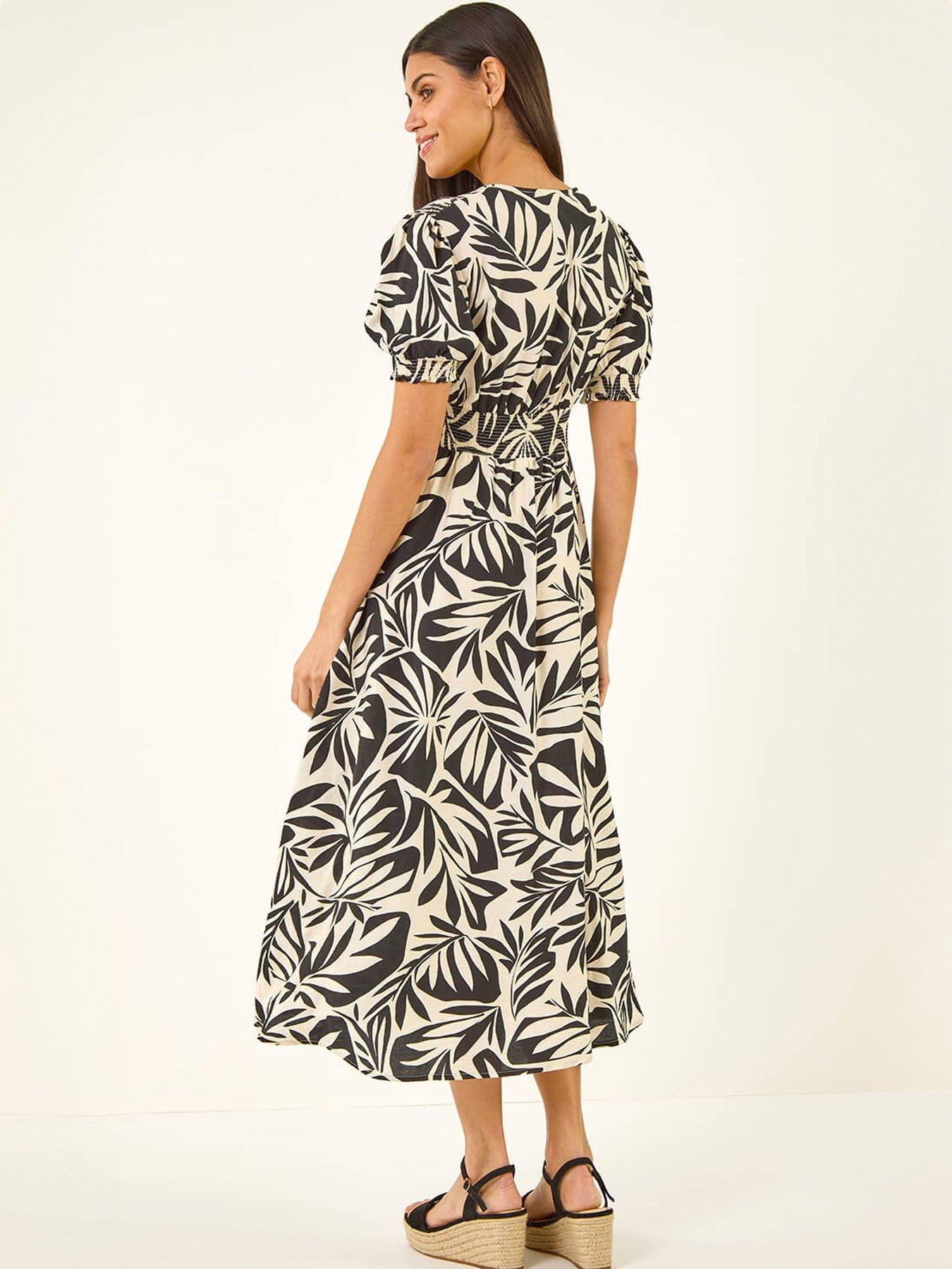 Image 4 of 5 of Roman Abstract Print Button Midi Dress