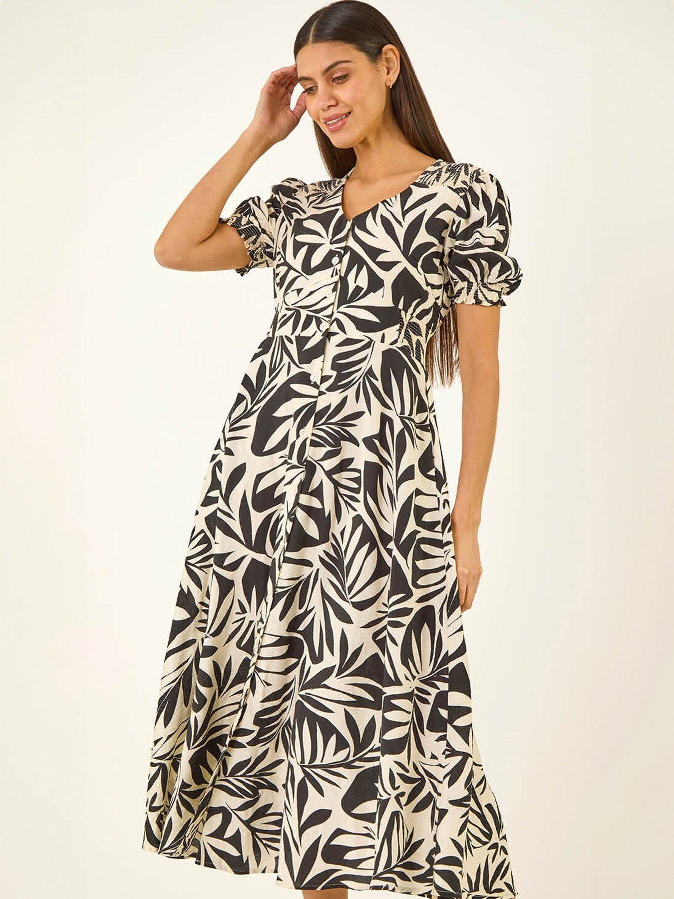 Image 5 of 5 of Roman Abstract Print Button Midi Dress