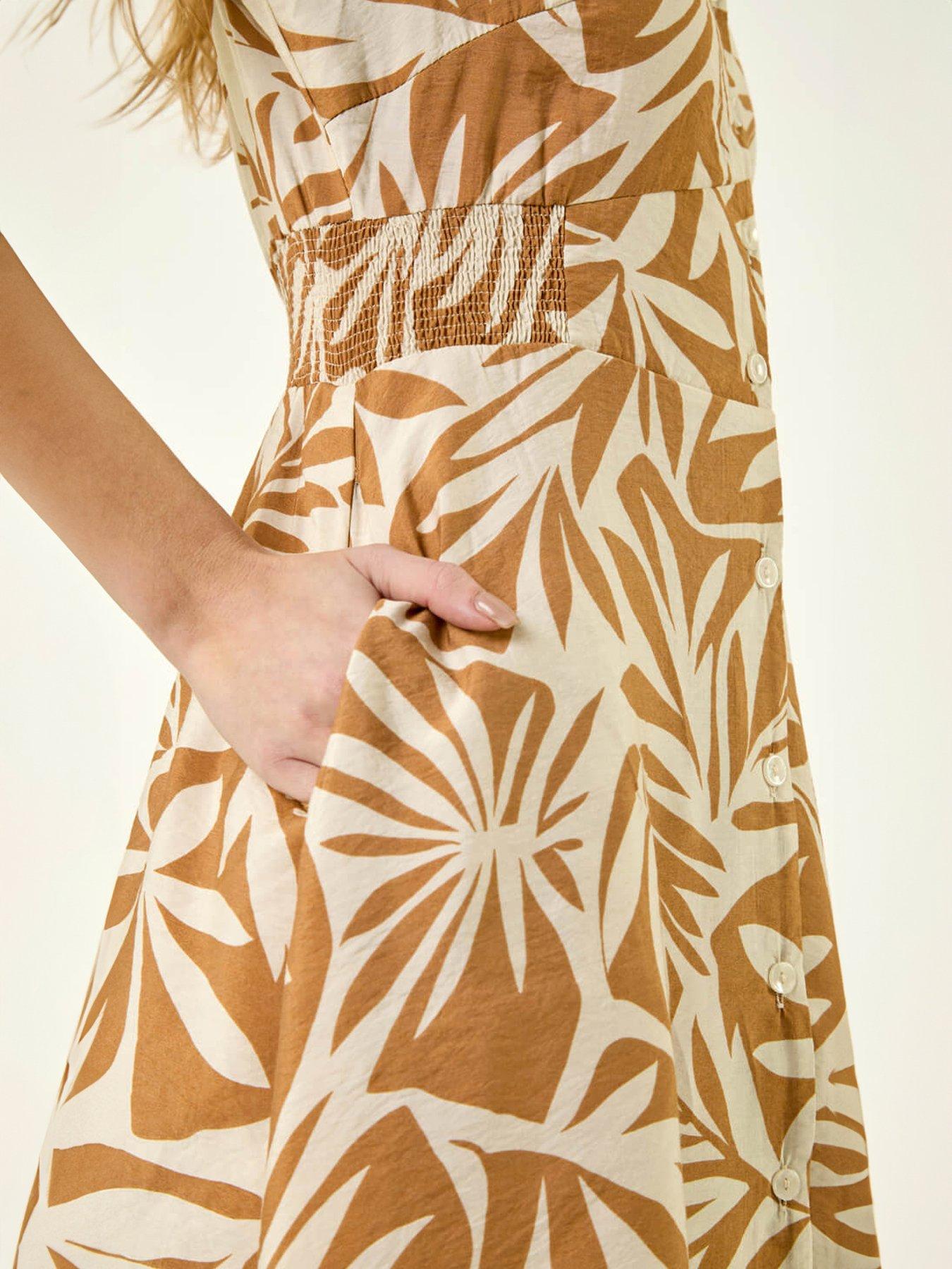 Image 2 of 5 of Roman Abstract Print Button Midi Dress