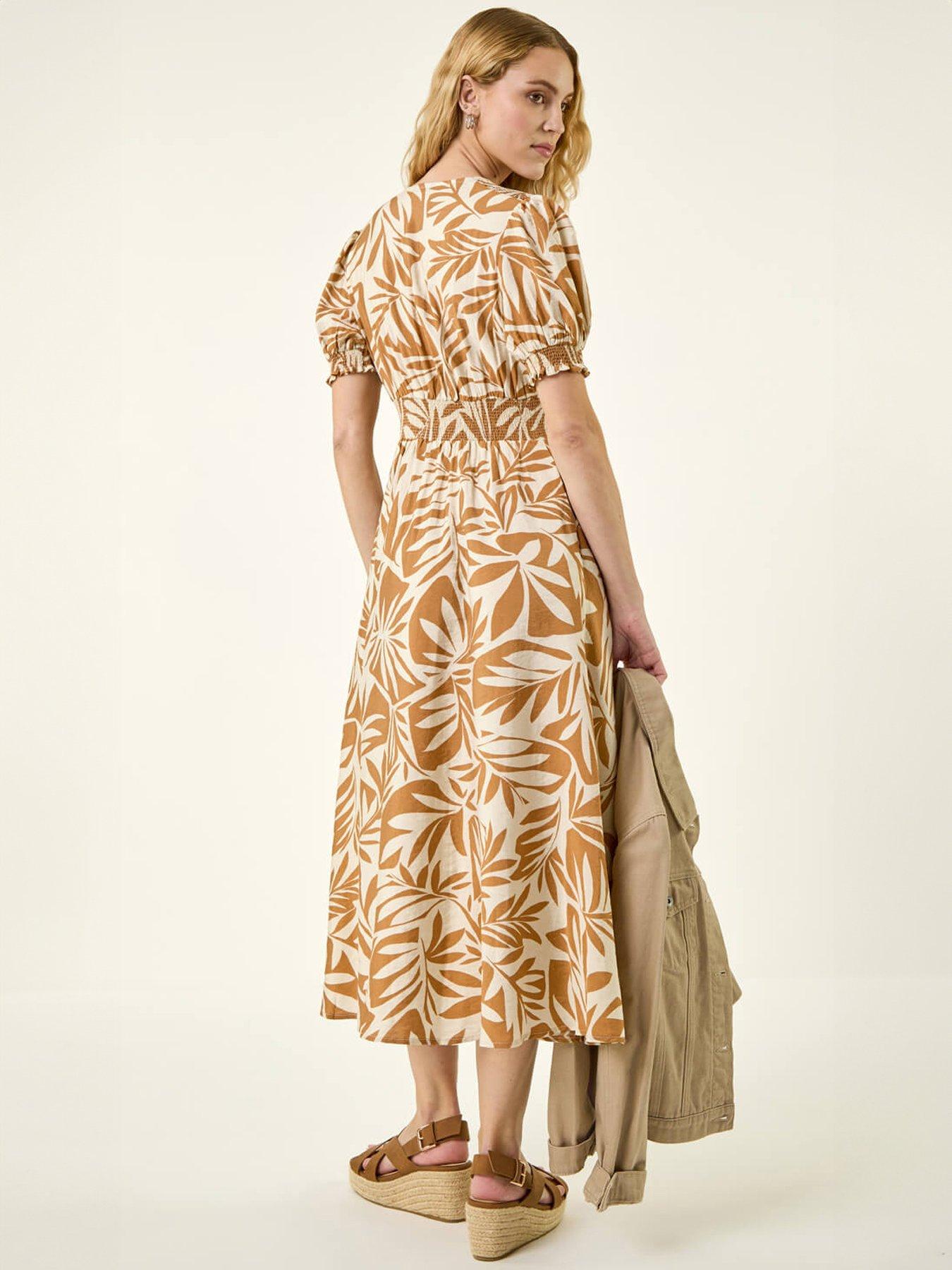Image 4 of 5 of Roman Abstract Print Button Midi Dress