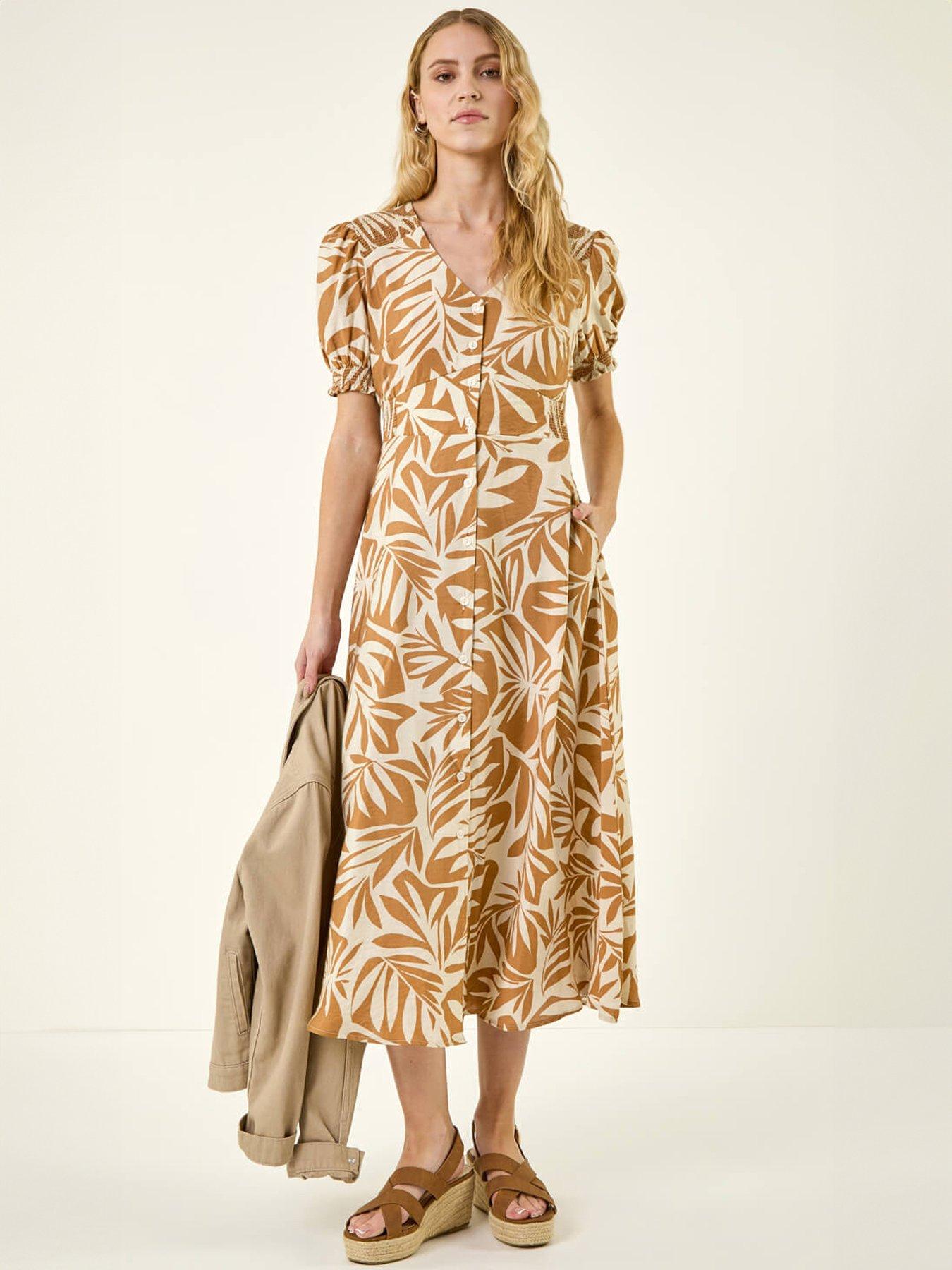 Image 5 of 5 of Roman Abstract Print Button Midi Dress
