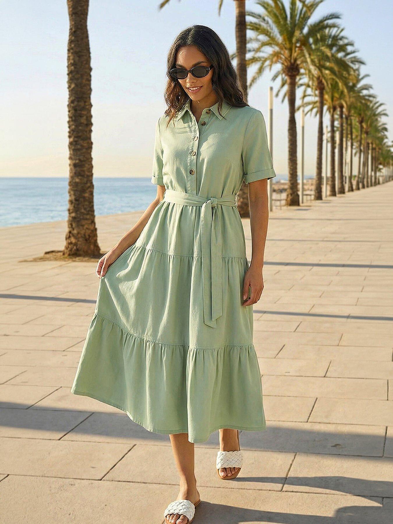 roman-button-detail-tiered-midi-dressfront