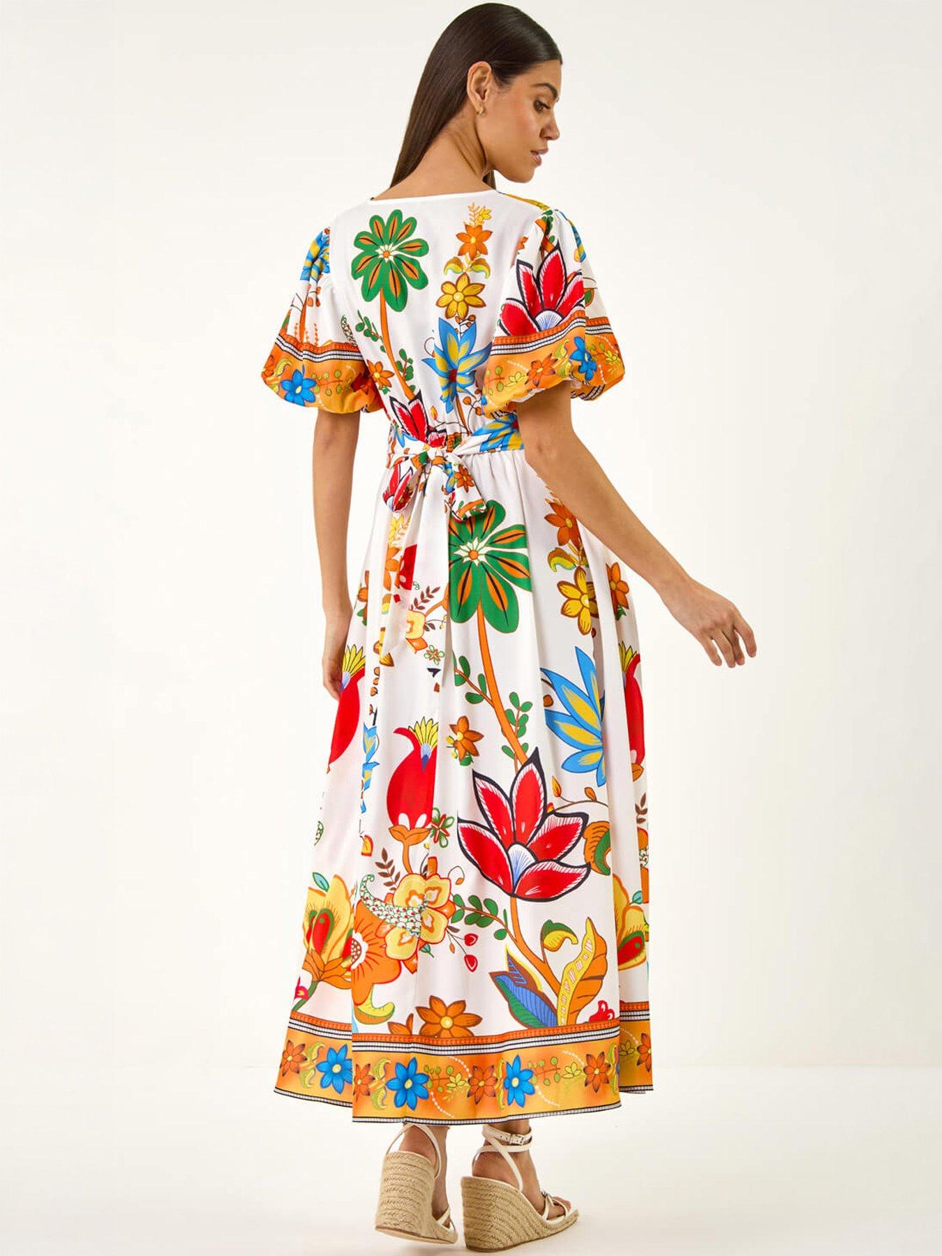 Image 2 of 5 of Roman Floral Border Midi Dress