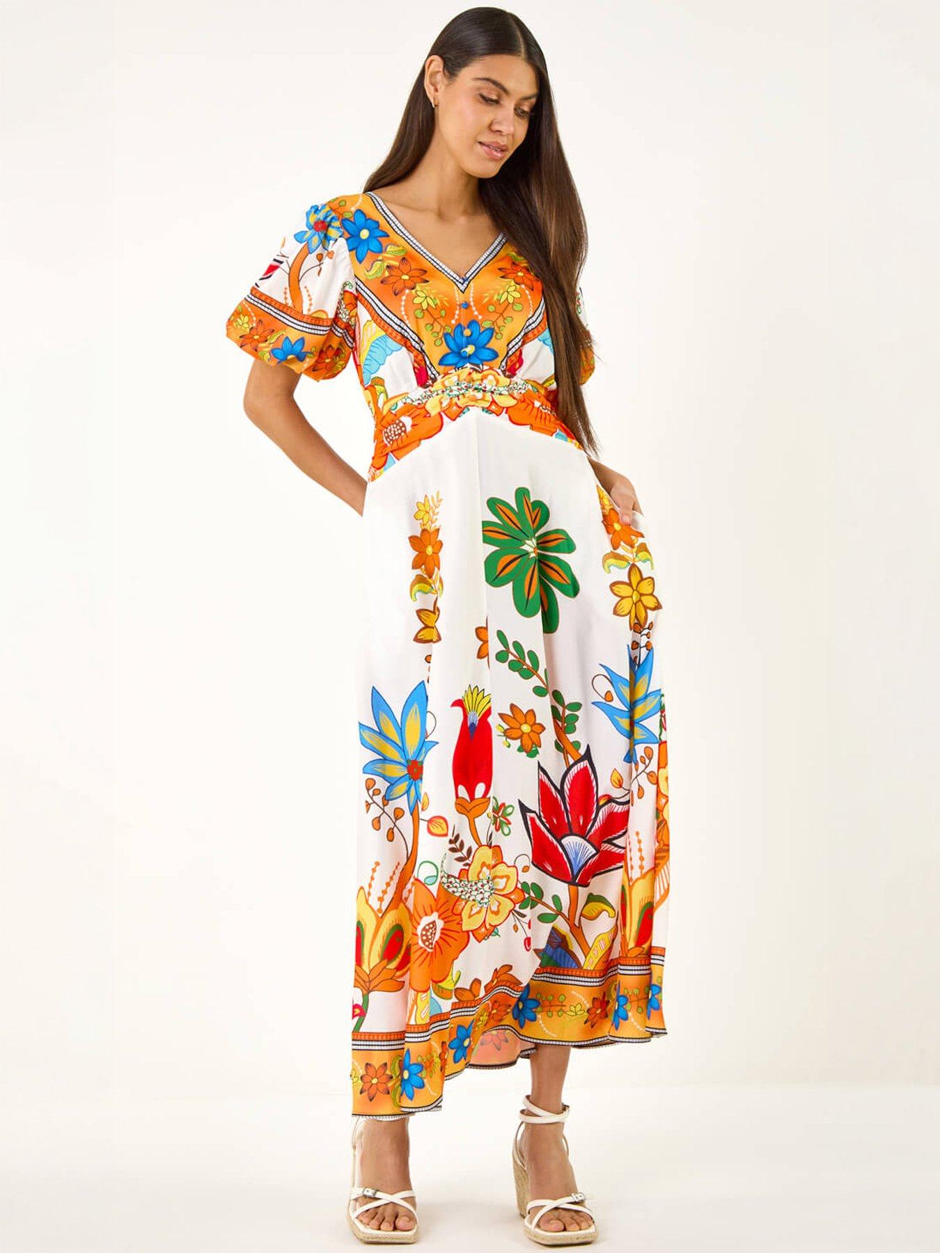 Image 3 of 5 of Roman Floral Border Midi Dress