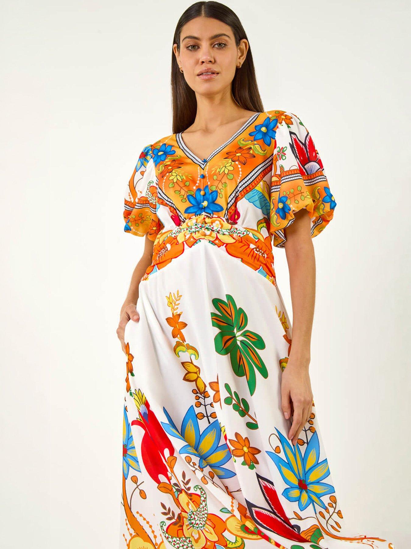 Image 4 of 5 of Roman Floral Border Midi Dress