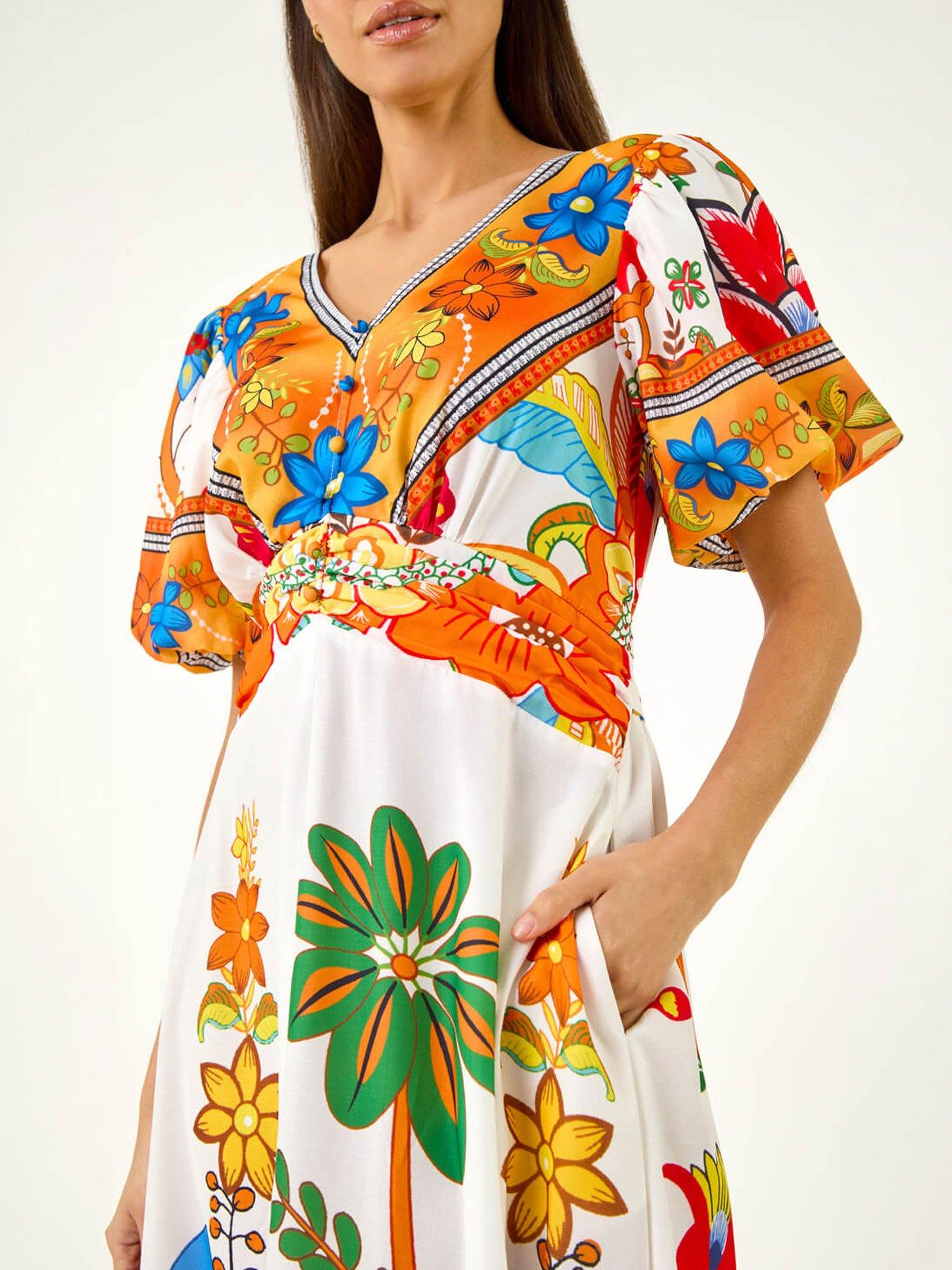 Image 5 of 5 of Roman Floral Border Midi Dress