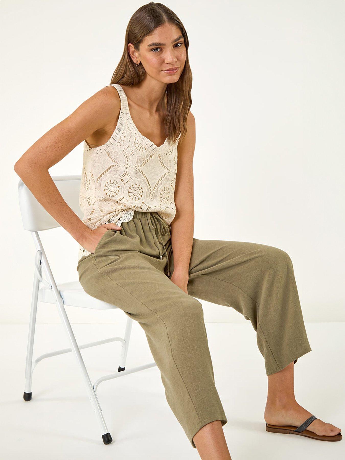 Image 4 of 5 of Roman Cropped Linen Trouser