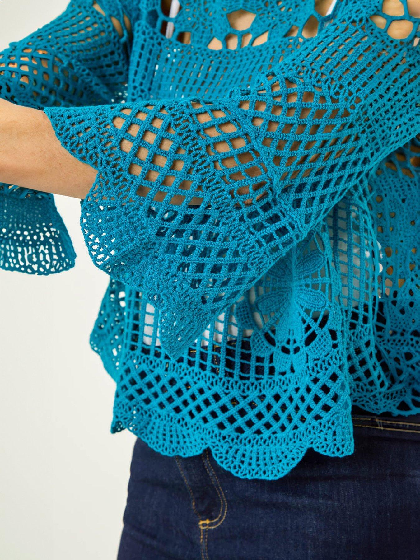 Image 5 of 5 of Roman Crochet Knit Flared Sleeve Top