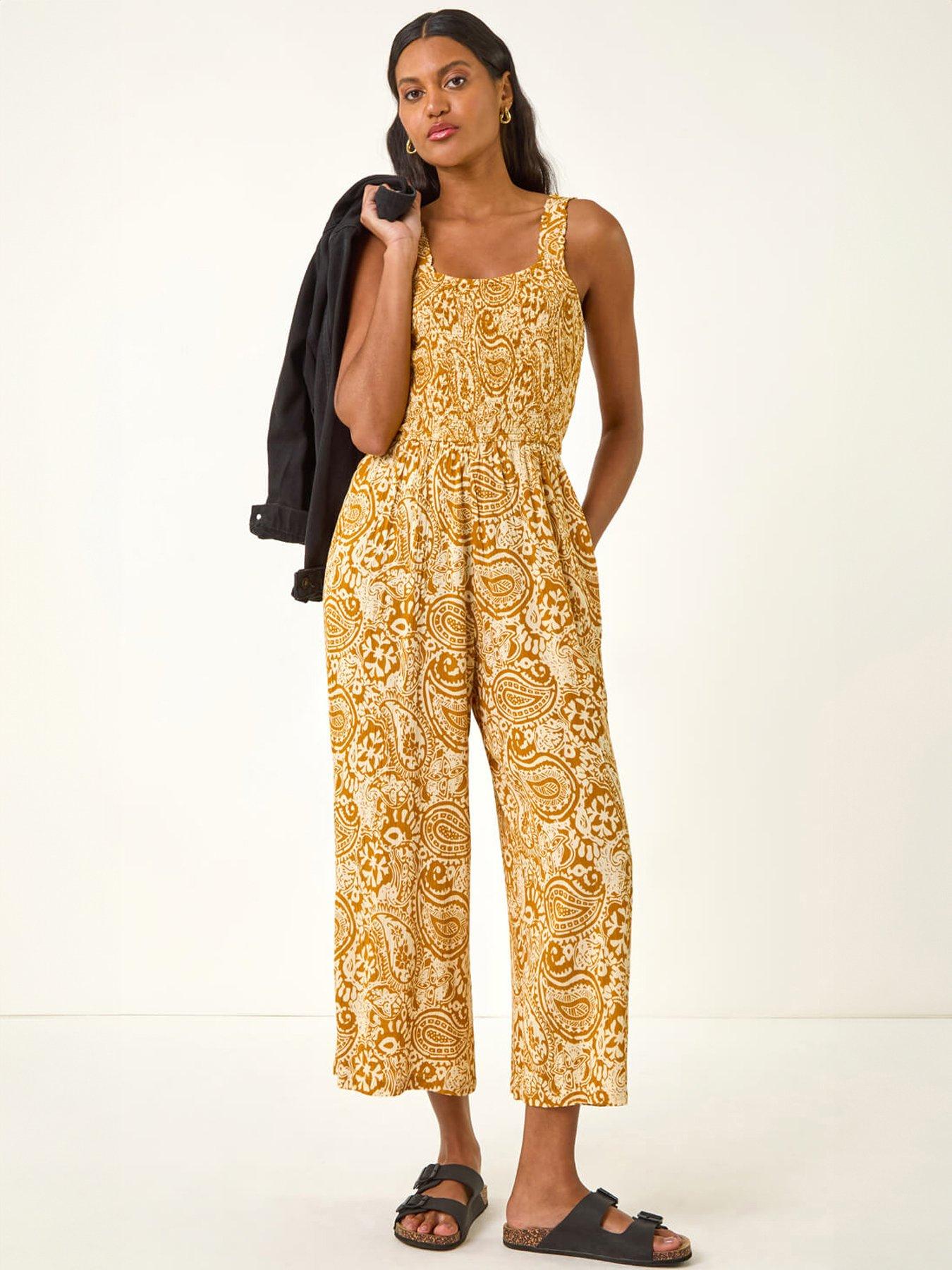 Image 1 of 5 of Roman Paisley Print Cropped Jumpsuit
