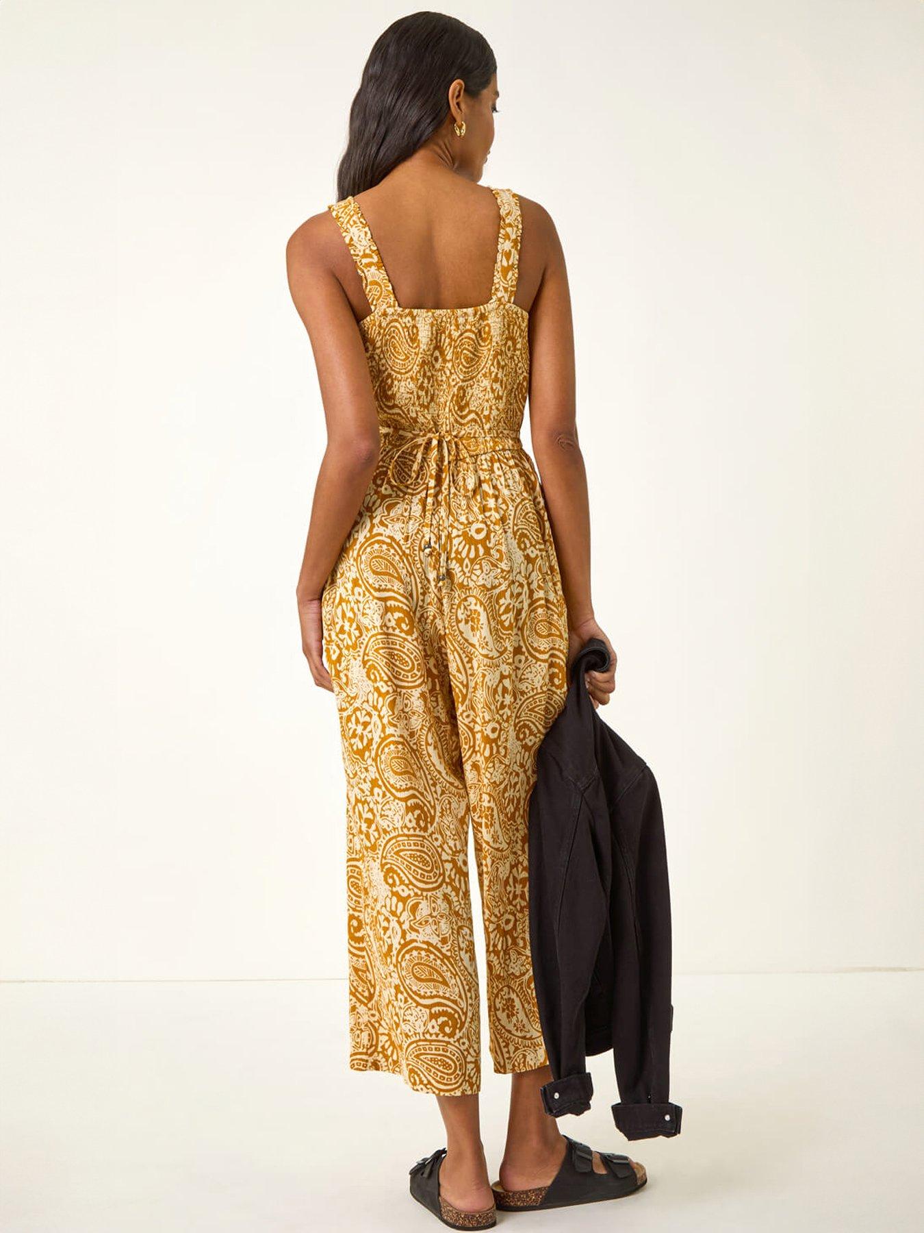 Image 2 of 5 of Roman Paisley Print Cropped Jumpsuit