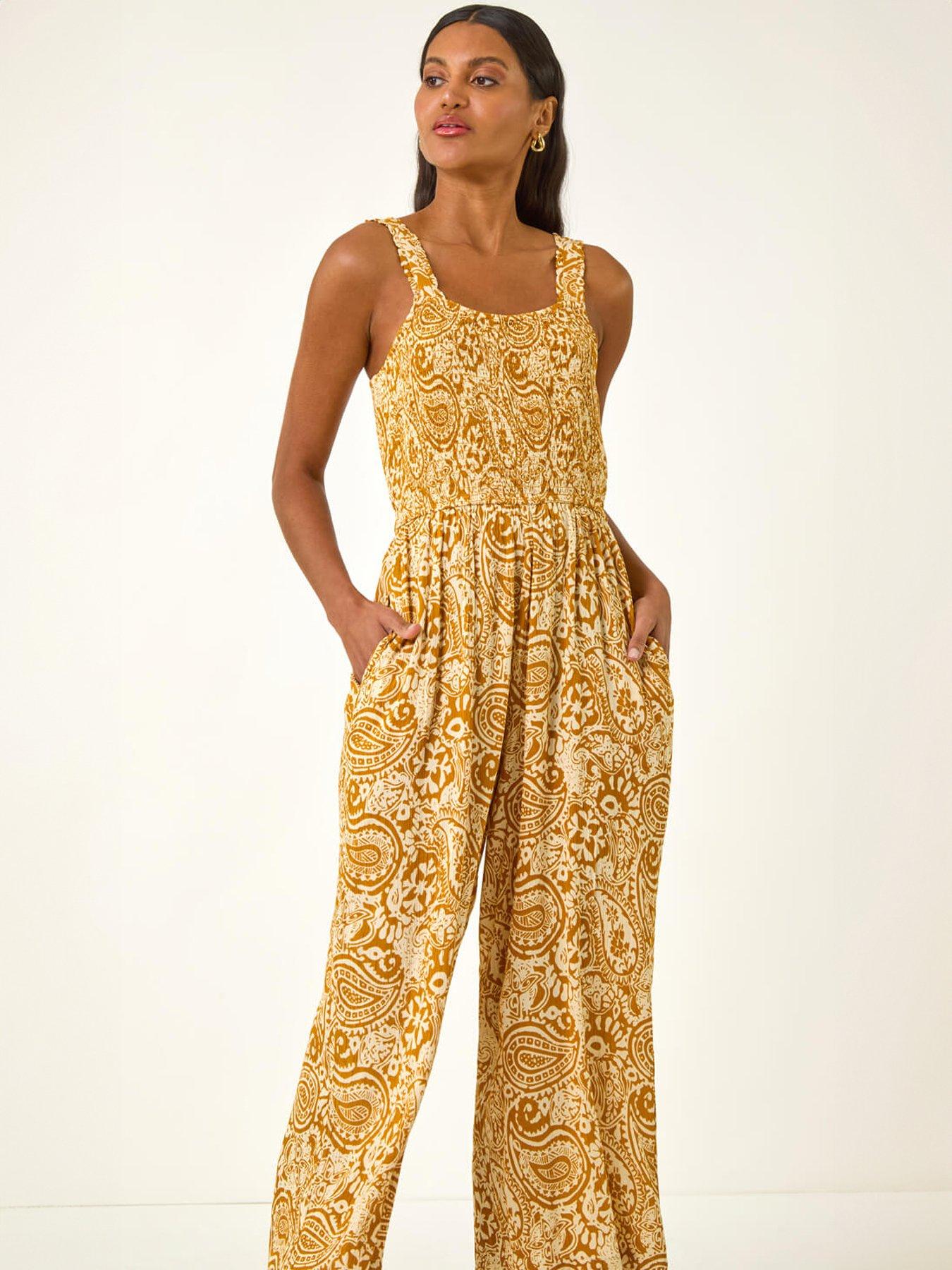 Image 3 of 5 of Roman Paisley Print Cropped Jumpsuit