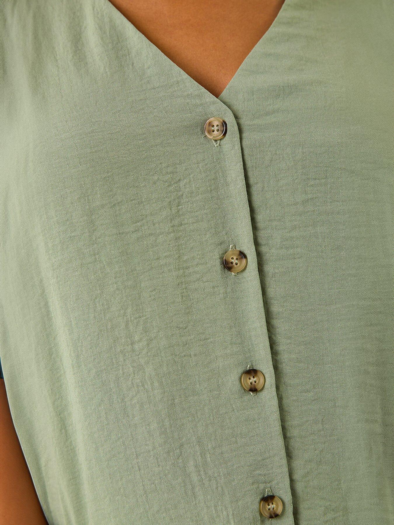 Image 5 of 5 of Roman Petite V-Neck Front Button Blouse
