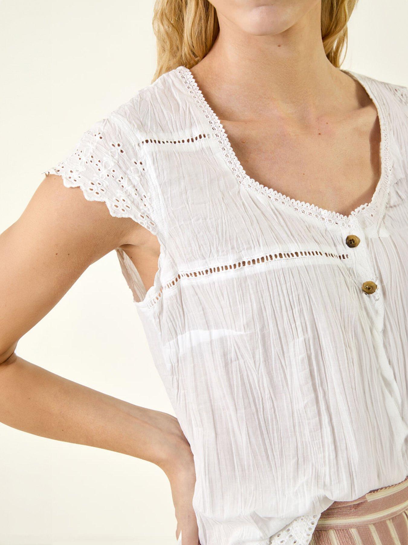 Image 5 of 5 of Roman Cotton Broderie Hem Blouse