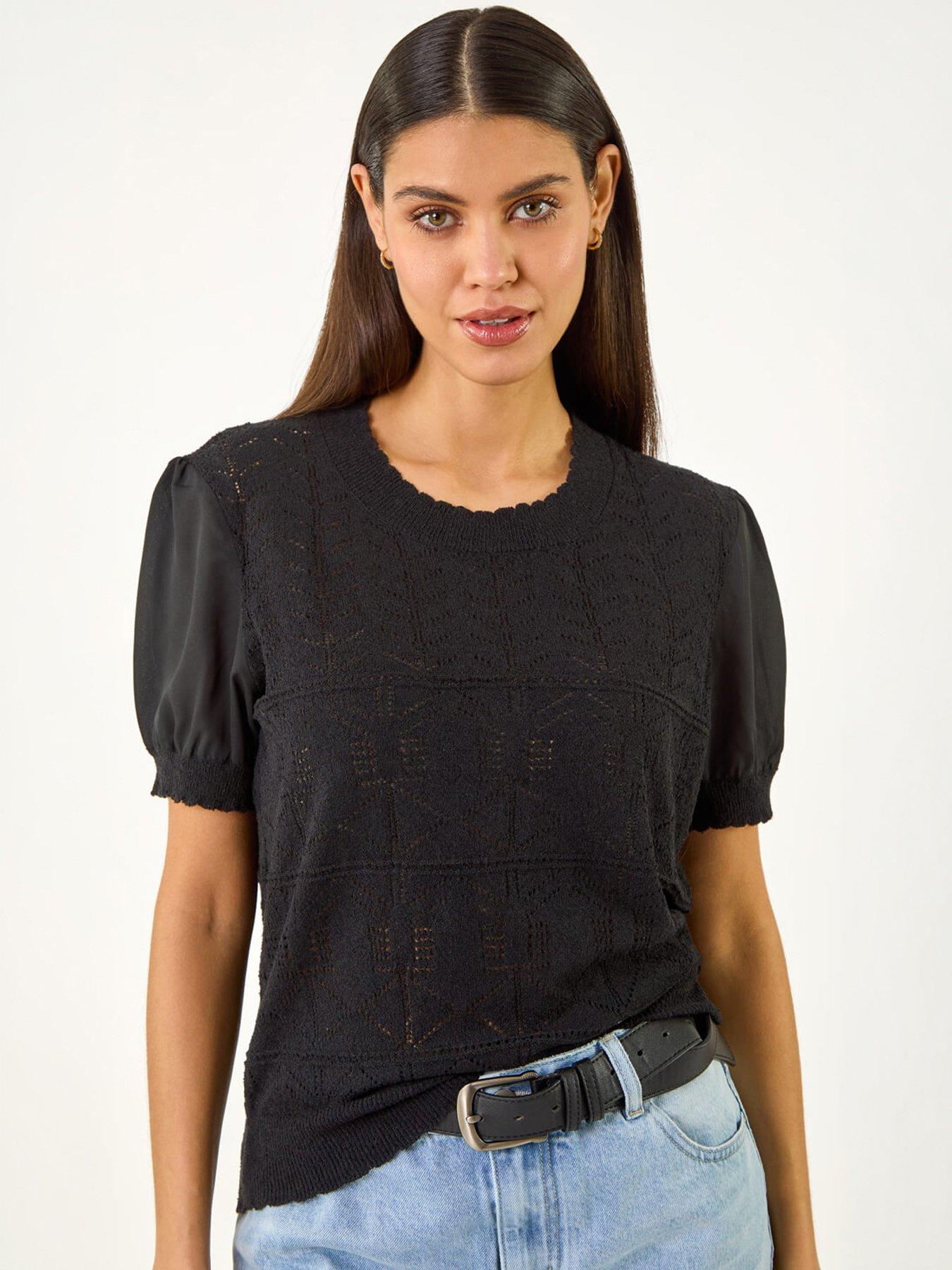 Image 1 of 5 of Roman Pointelle Knitted Top