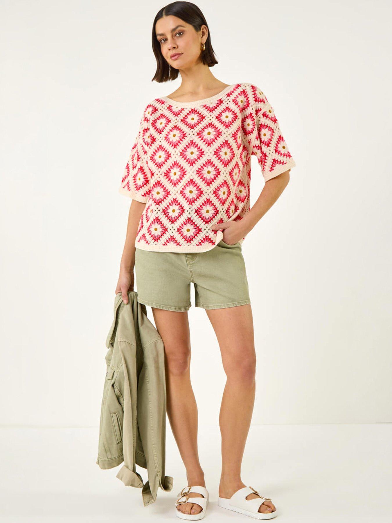 Image 5 of 5 of Roman Floral Crochet Knit Top
