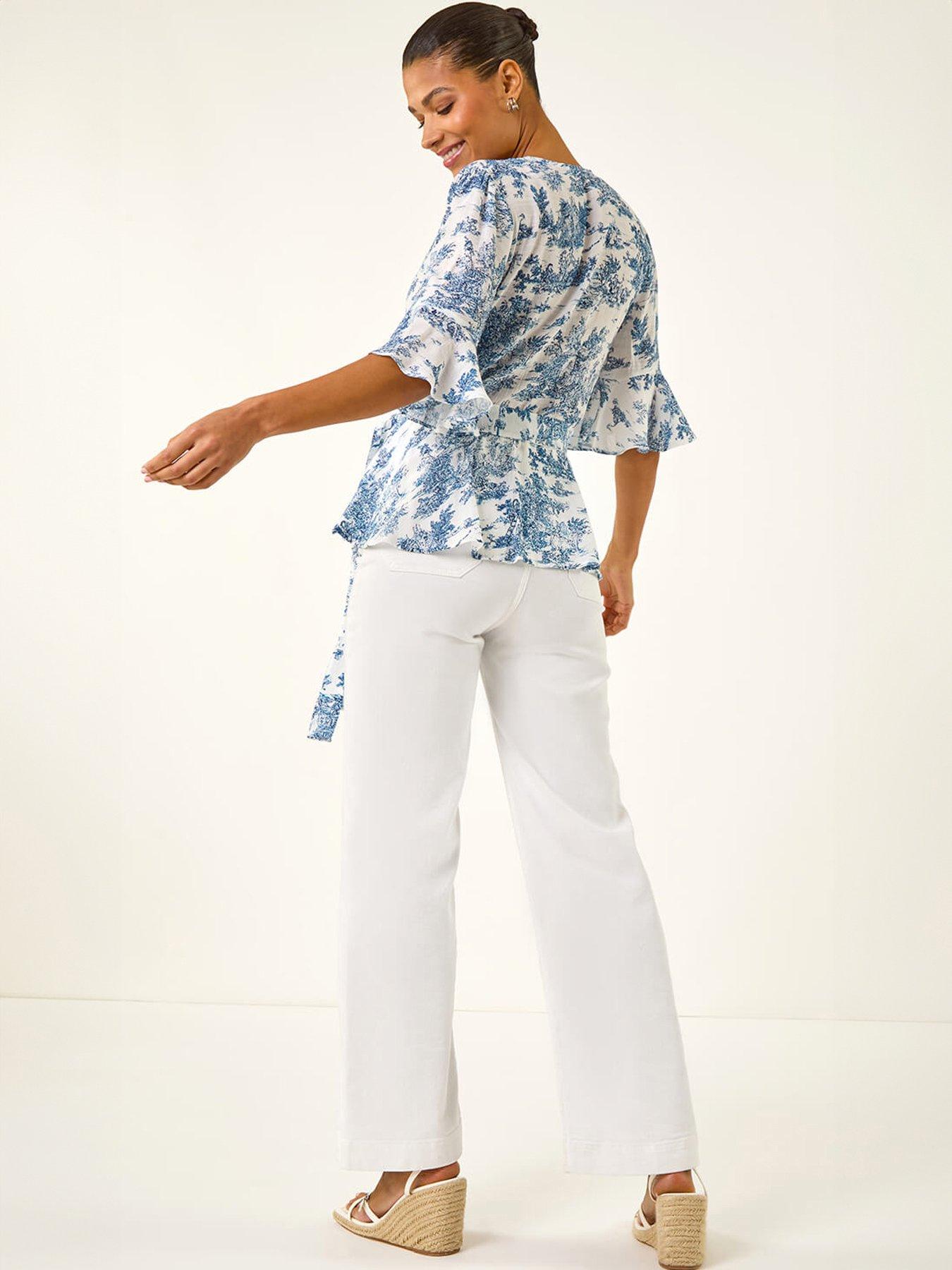 Image 2 of 5 of Roman Floral Frill Wrap Top