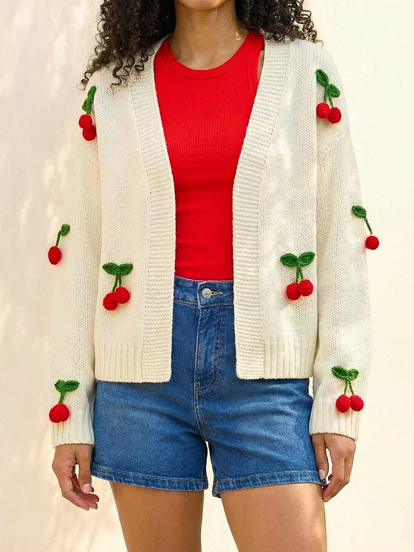 Image 1 of 5 of Roman Crochet Cherry Knit Cardigan