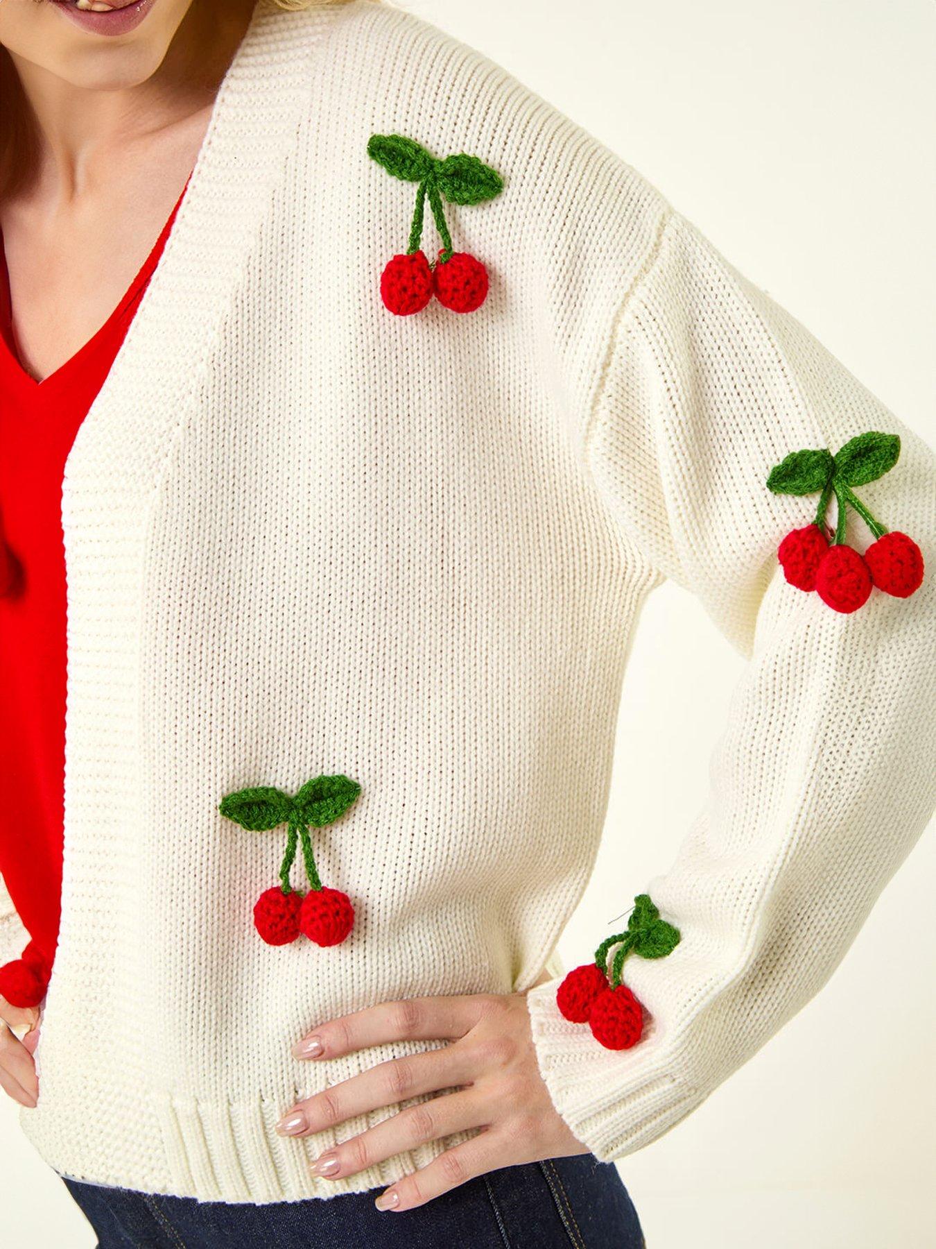 Image 5 of 5 of Roman Crochet Cherry Knit Cardigan