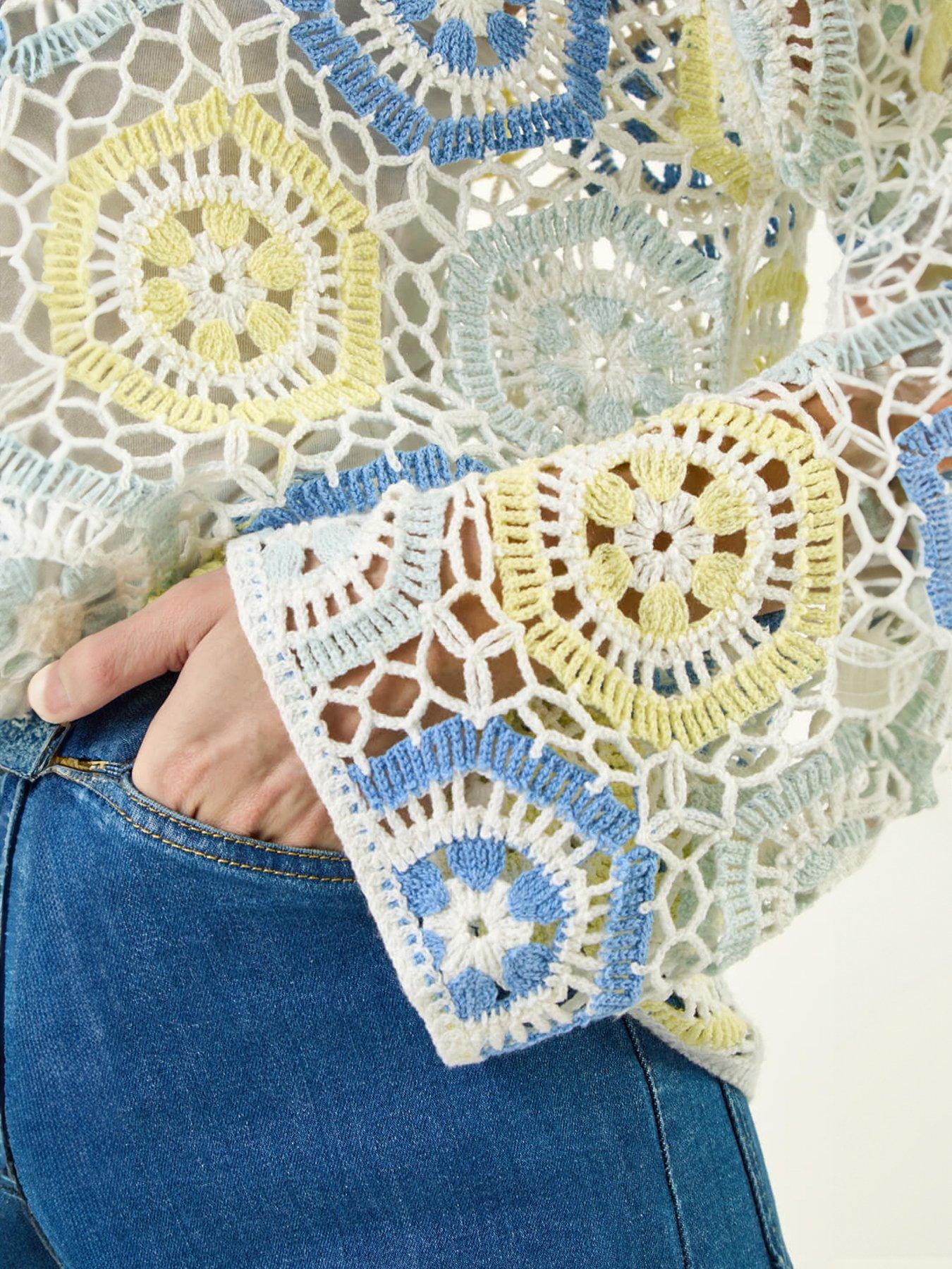 Image 5 of 5 of Roman Floral Crochet Knit Top