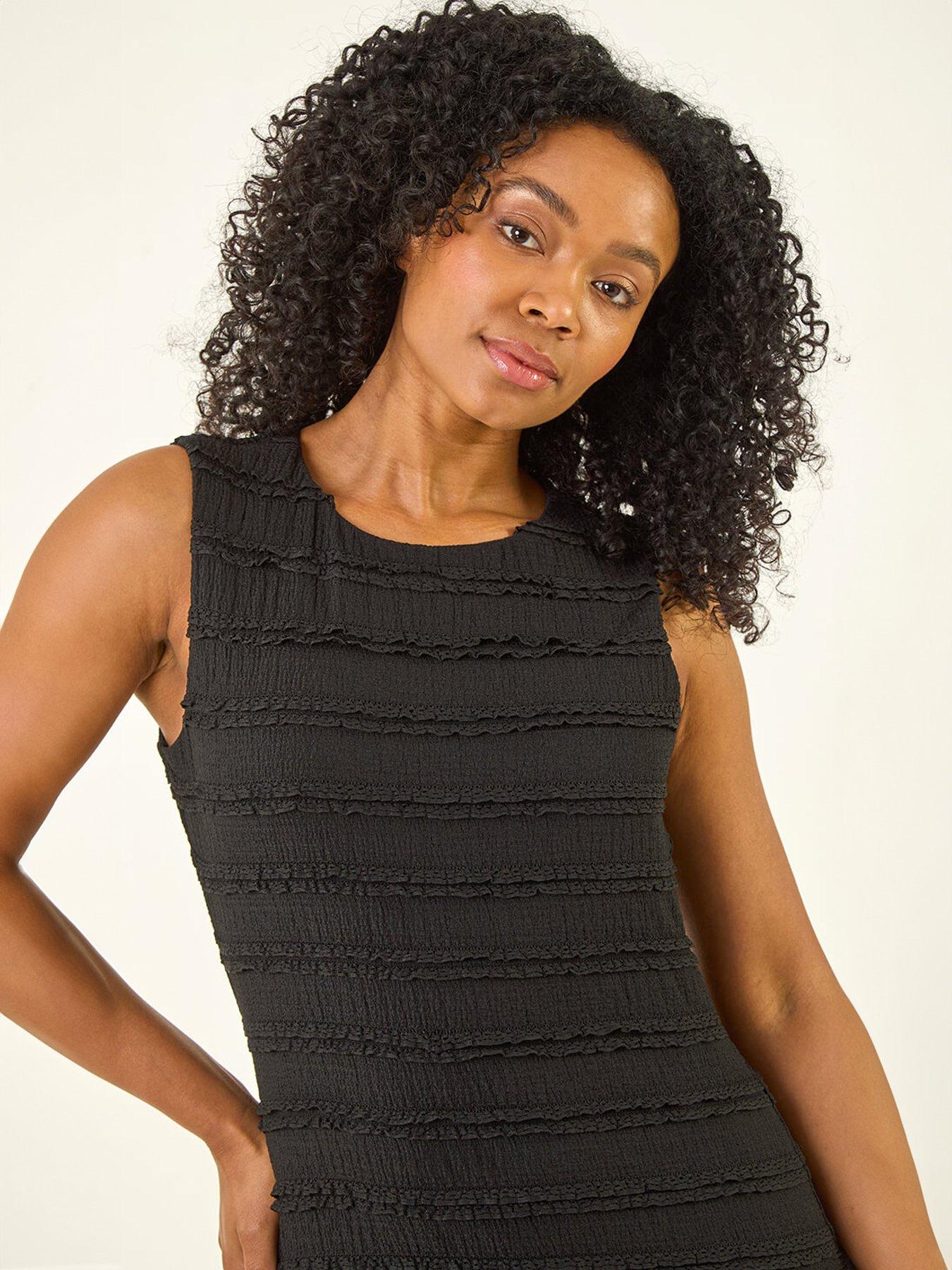 roman-petite-ruffle-sleeveless-dressoutfit