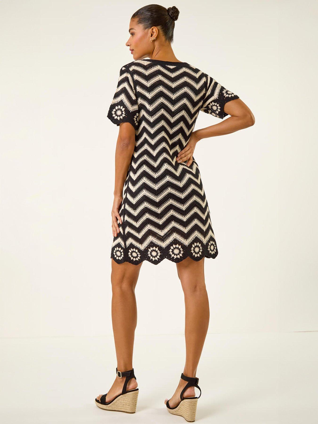 Image 2 of 5 of Roman Zig Zag Crochet Shift Dress