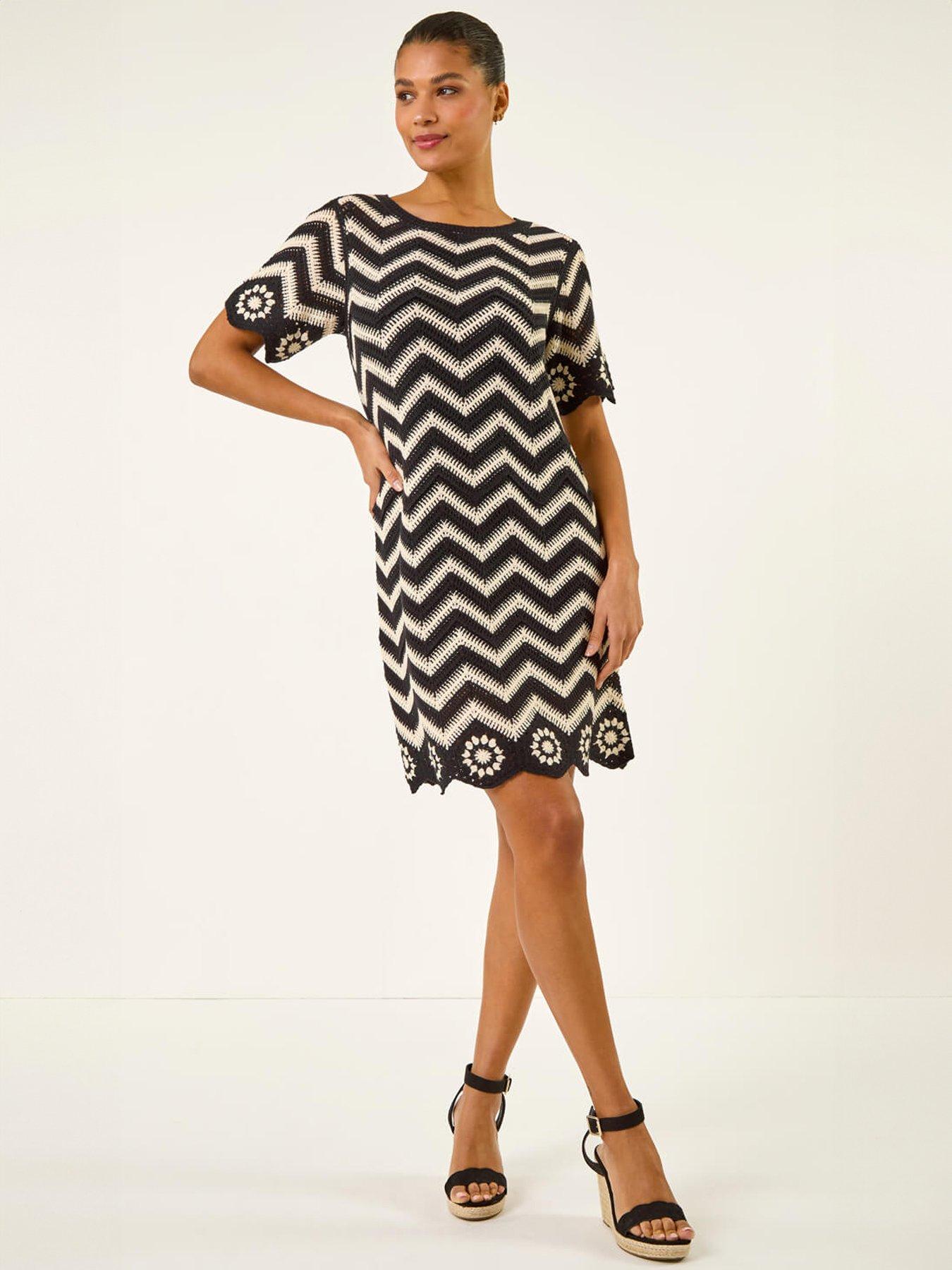 Image 3 of 5 of Roman Zig Zag Crochet Shift Dress