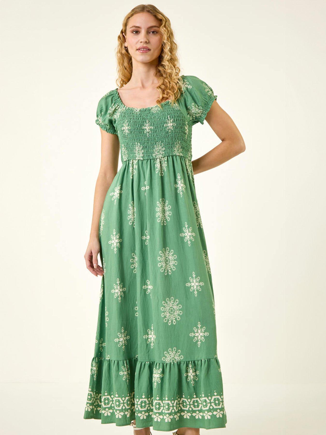 Image 3 of 4 of Roman Borderie Shirred Maxi Dress