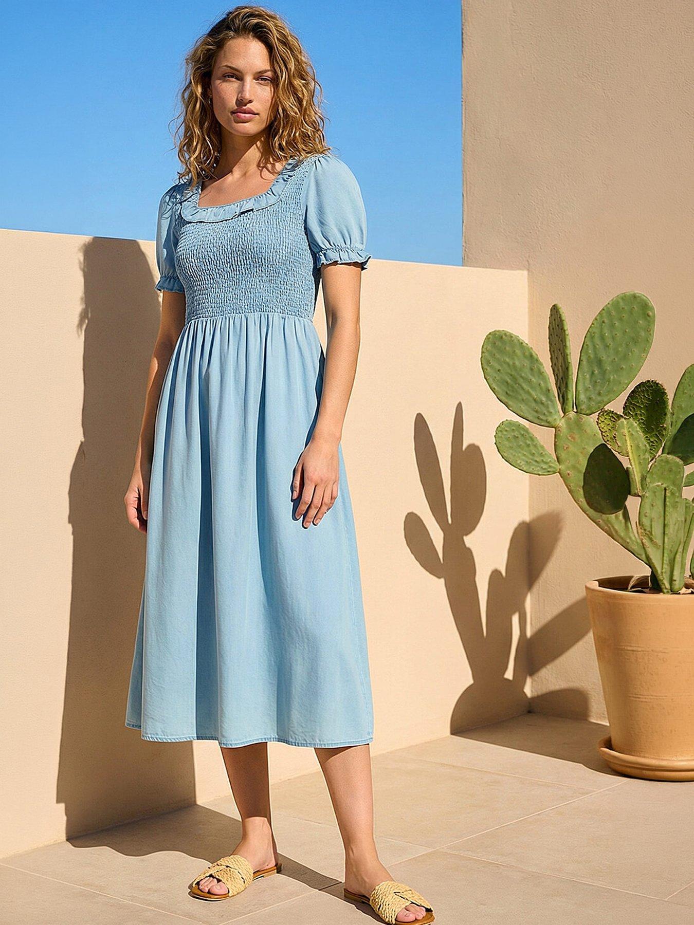 roman-shirred-frill-midi-dressfront