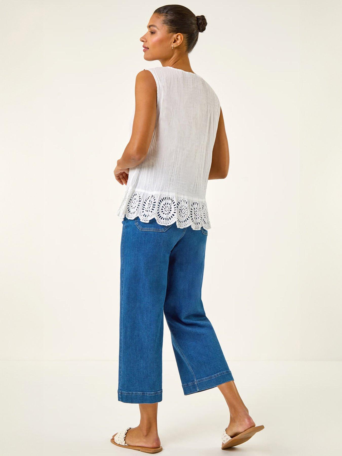 Image 2 of 5 of Roman Strawberry Embroidered Crinkle Vest Top