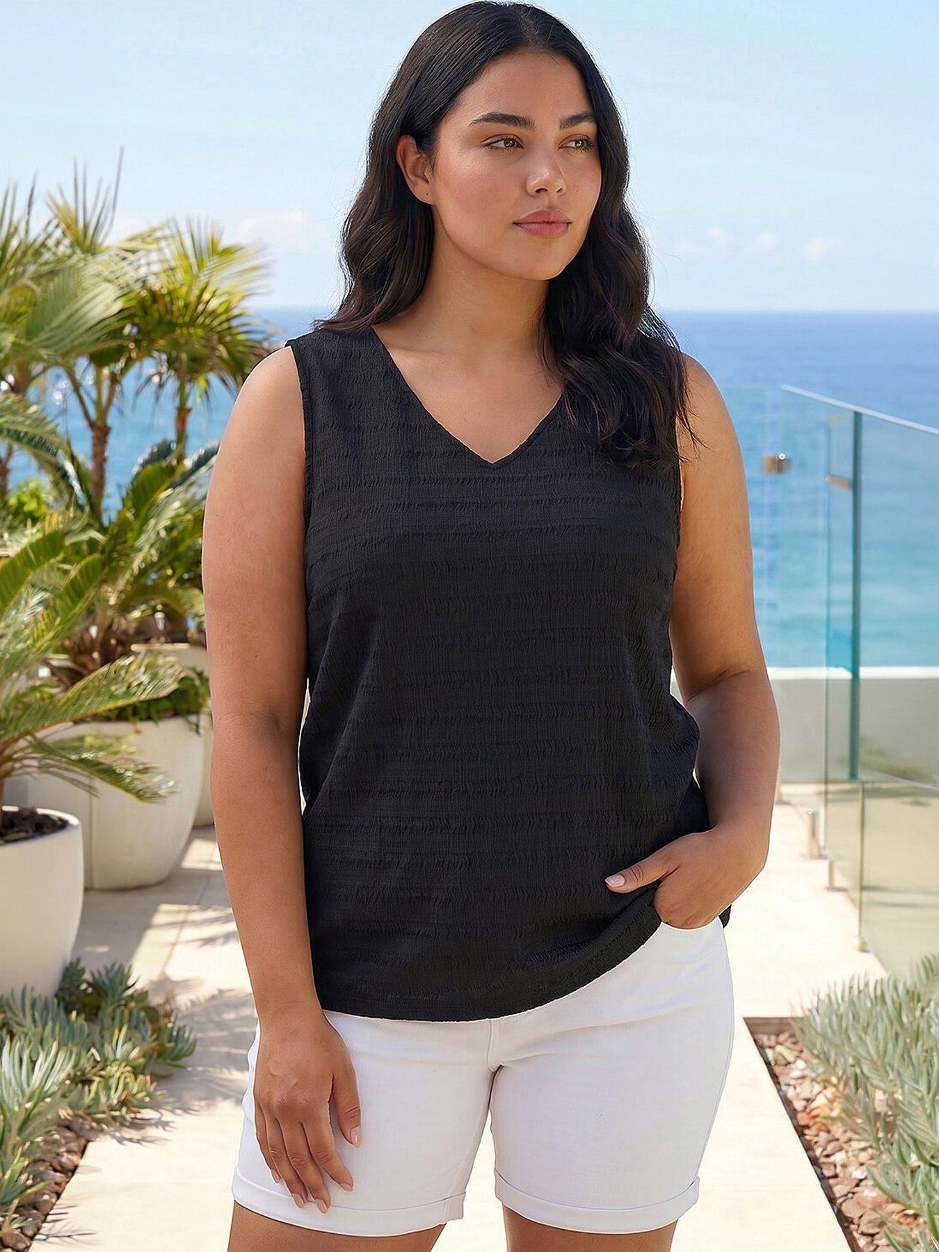 Roman Curve Stripe Textured Vest Top