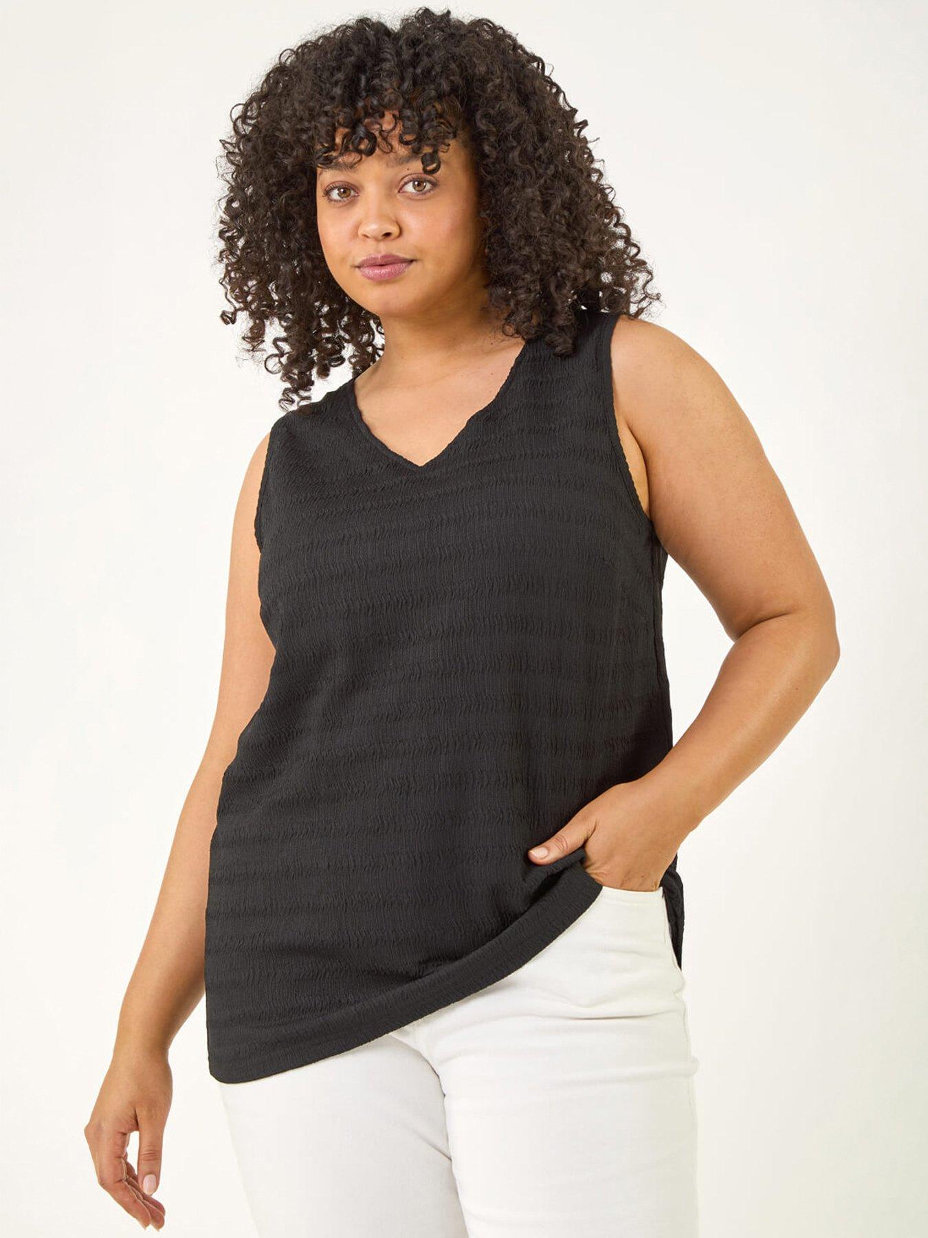 Image 1 of 5 of Roman Curve Stripe Textured Vest Top
