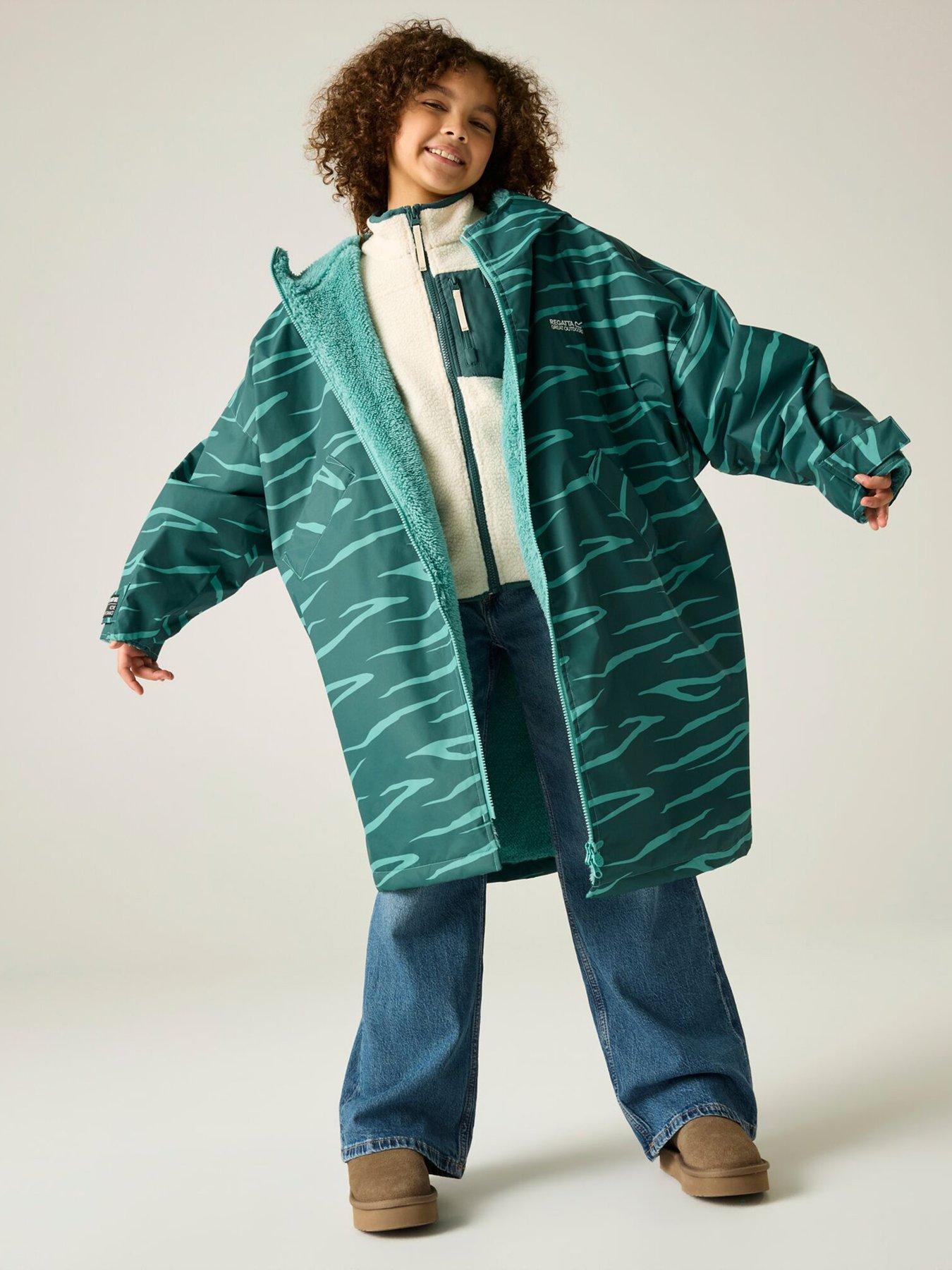Image 1 of 7 of Regatta Junior Waterproof Robe Mediterranean Zebra (Turquoise)