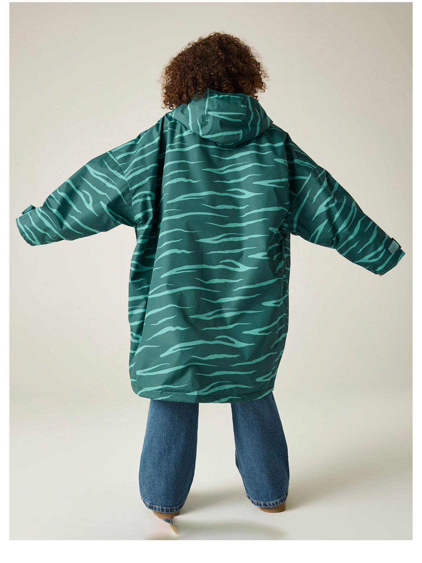 Image 2 of 7 of Regatta Junior Waterproof Robe Mediterranean Zebra (Turquoise)