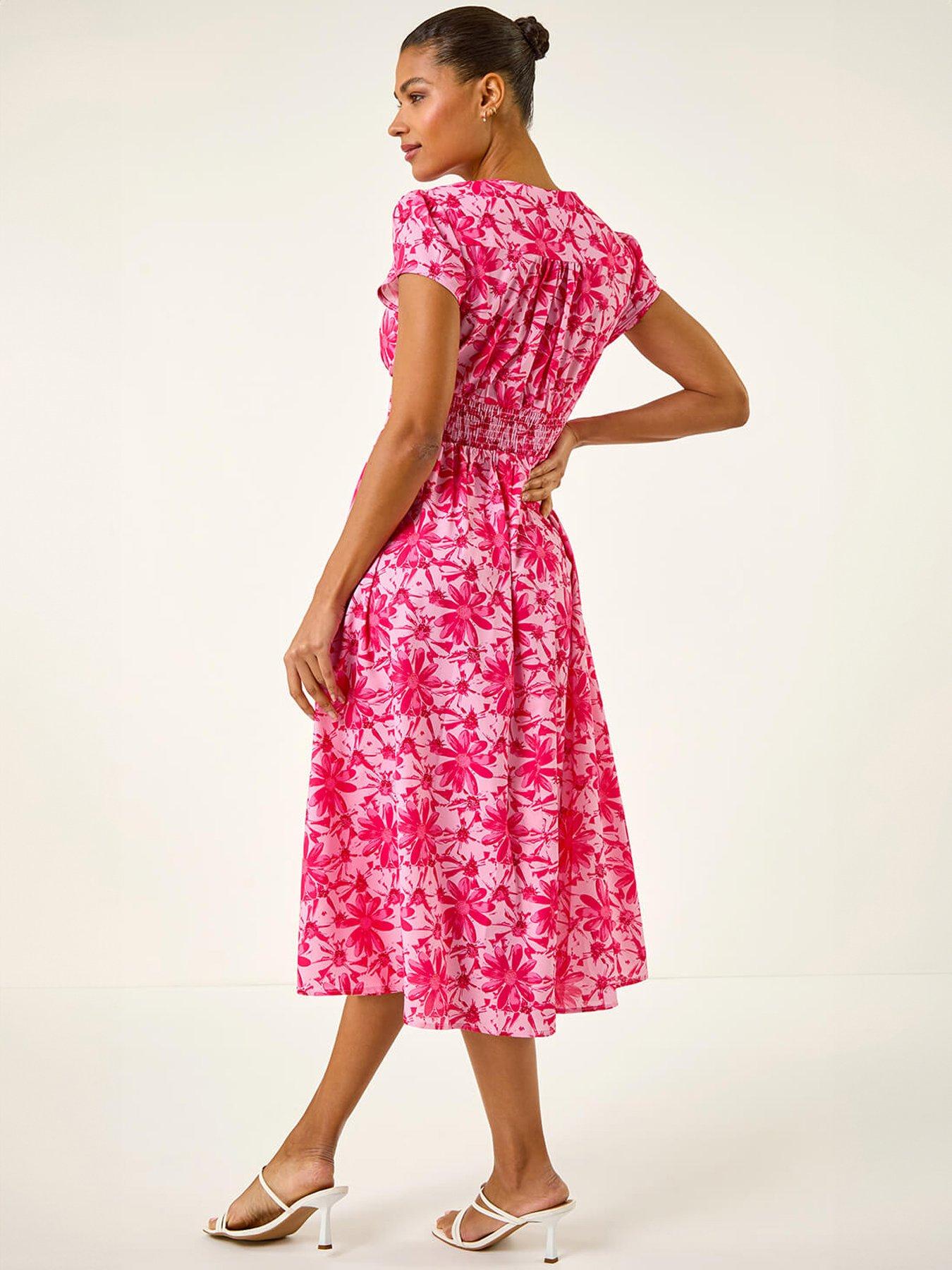 Image 2 of 5 of Roman Floral Print Midi Tea Dress