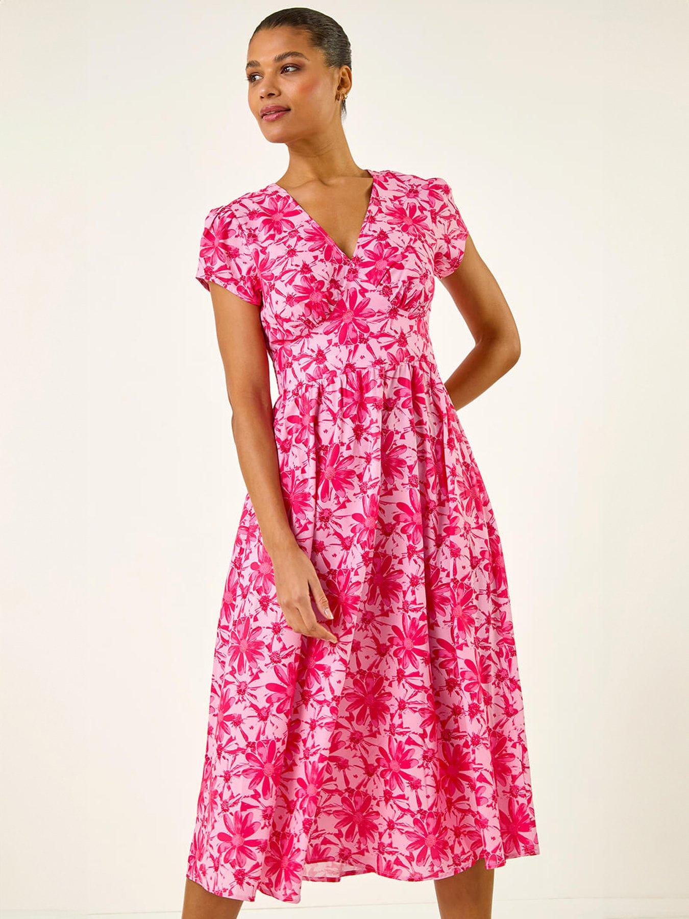 Image 3 of 5 of Roman Floral Print Midi Tea Dress