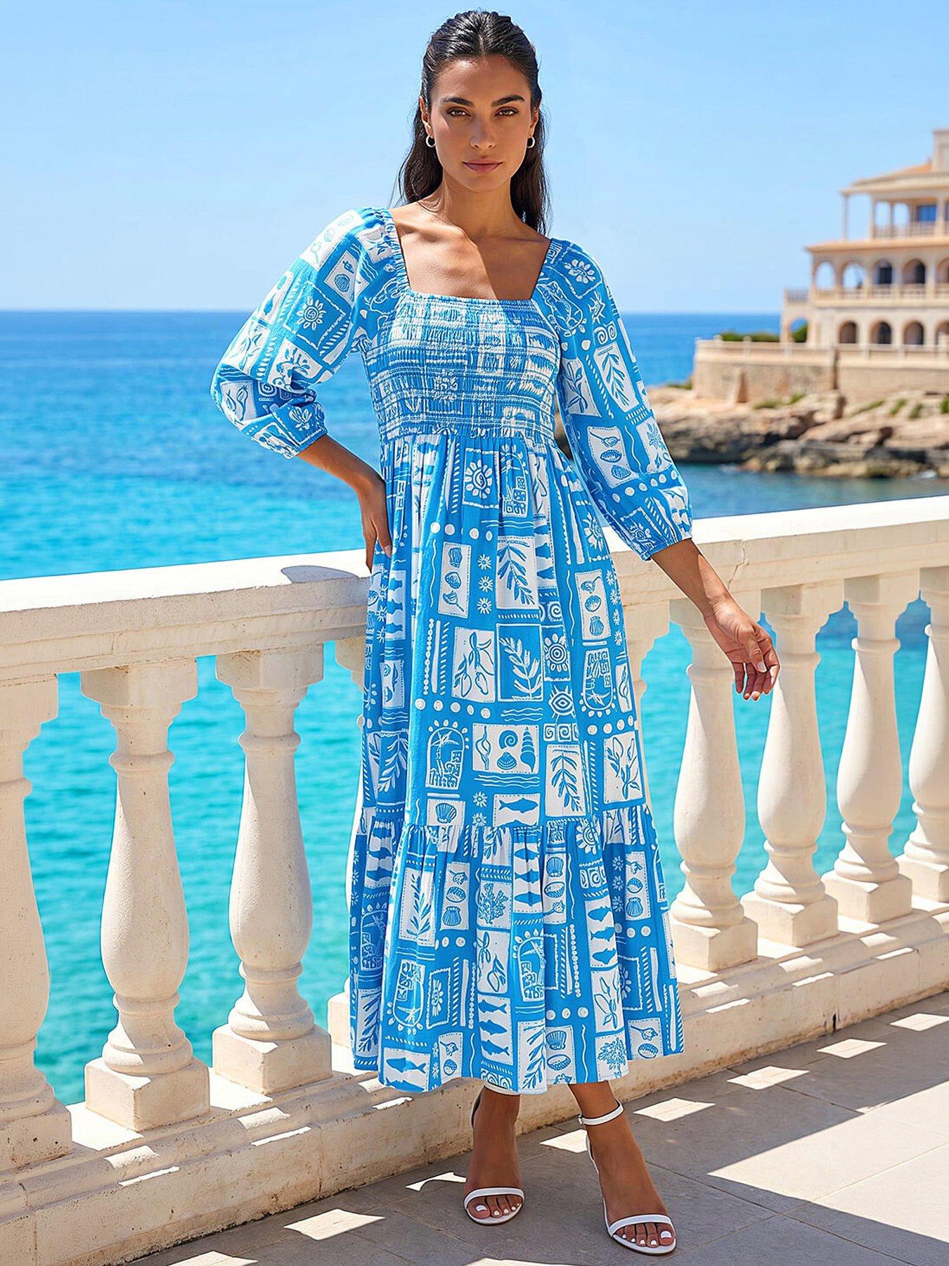 Roman Seashell Tile Midi Dress