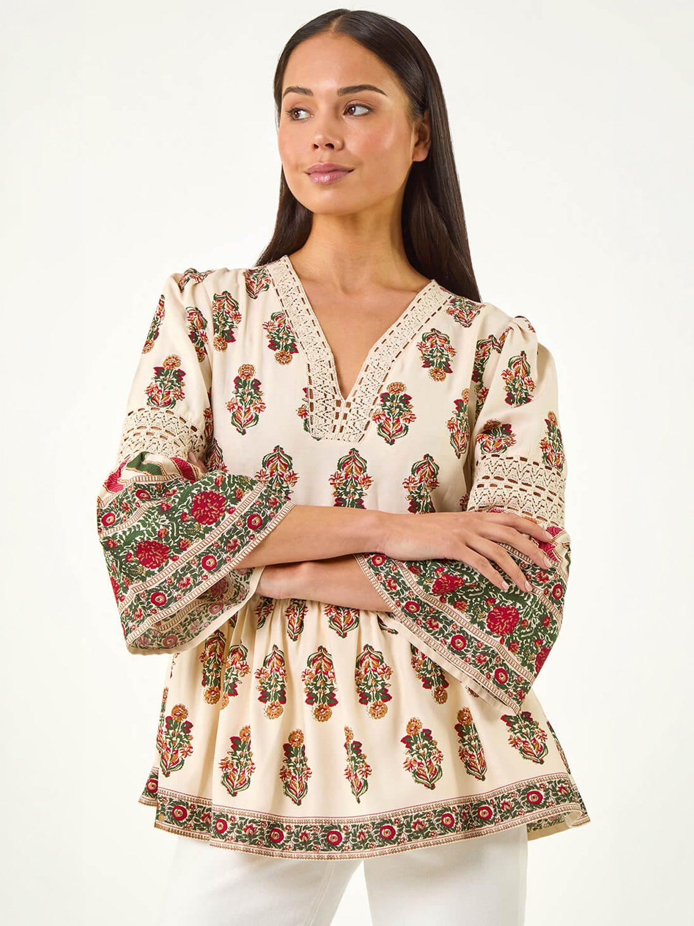 roman-petite-print-v-neck-lace-topback