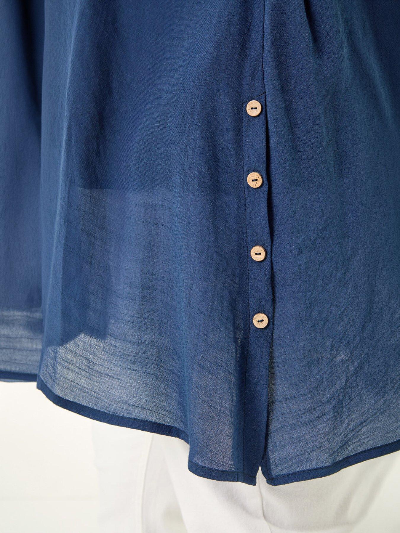 Image 2 of 5 of Roman Curve Buttoned Side Asymmetric Top