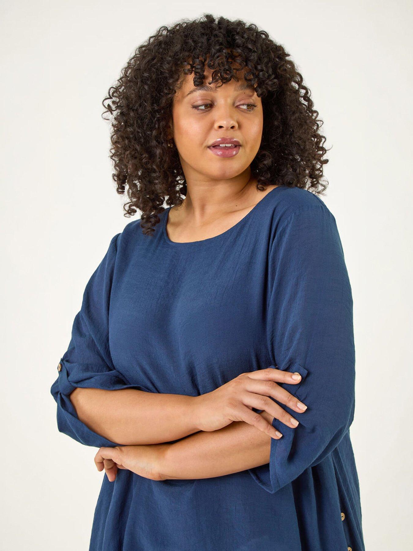 Image 3 of 5 of Roman Curve Buttoned Side Asymmetric Top