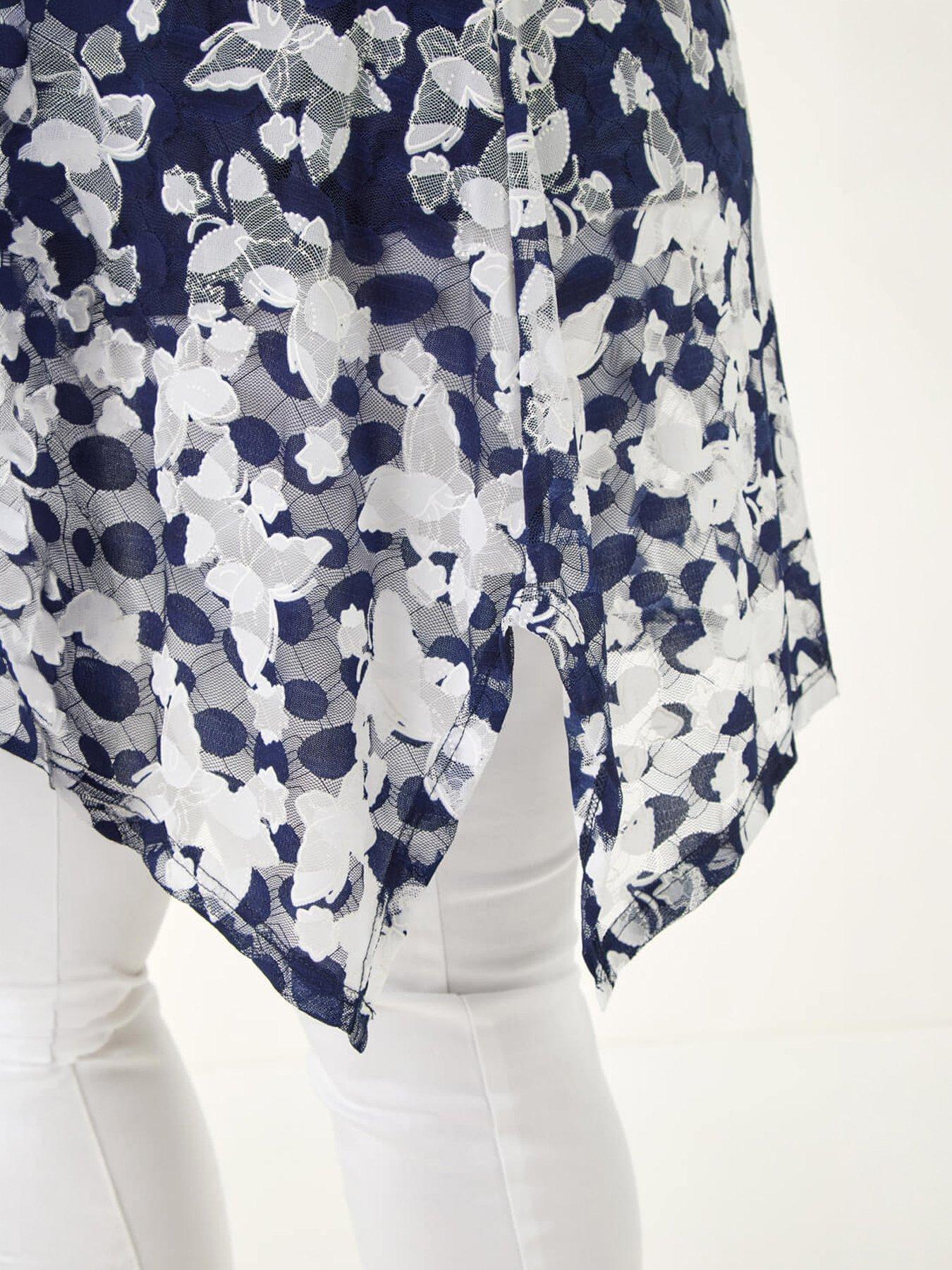 Image 2 of 5 of Roman Curve Floral Lace Tunic Top