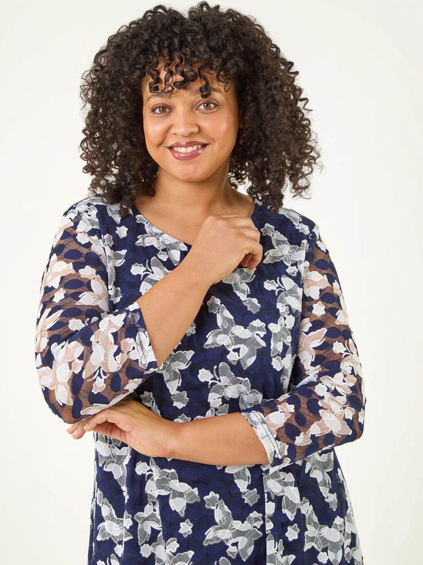 Image 3 of 5 of Roman Curve Floral Lace Tunic Top