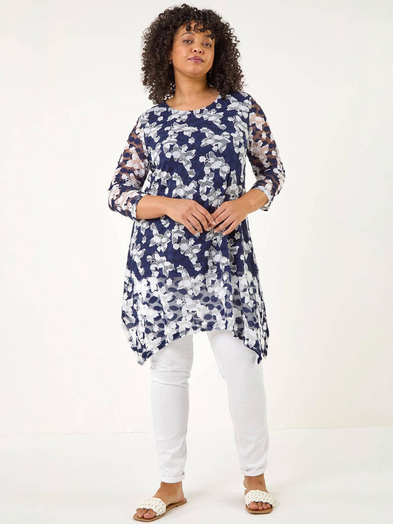 Image 5 of 5 of Roman Curve Floral Lace Tunic Top
