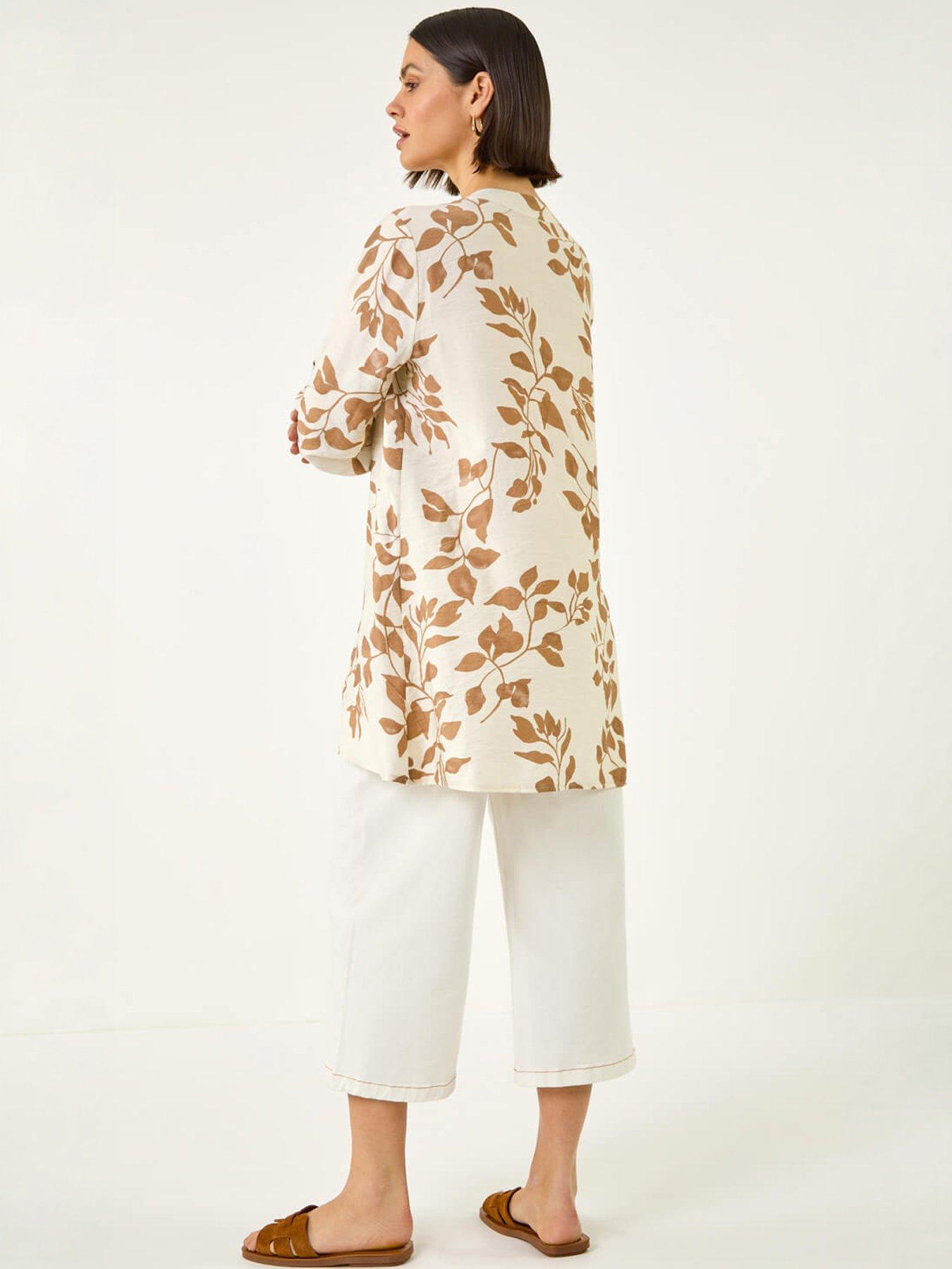 Image 4 of 5 of Roman Leaf Print Wrap Hem Tunic Top