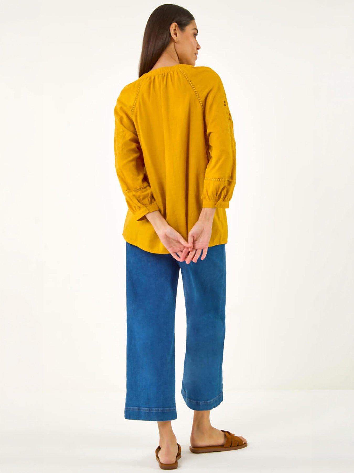 Image 4 of 5 of Roman Embroidered Cotton Sleeve Blouse
