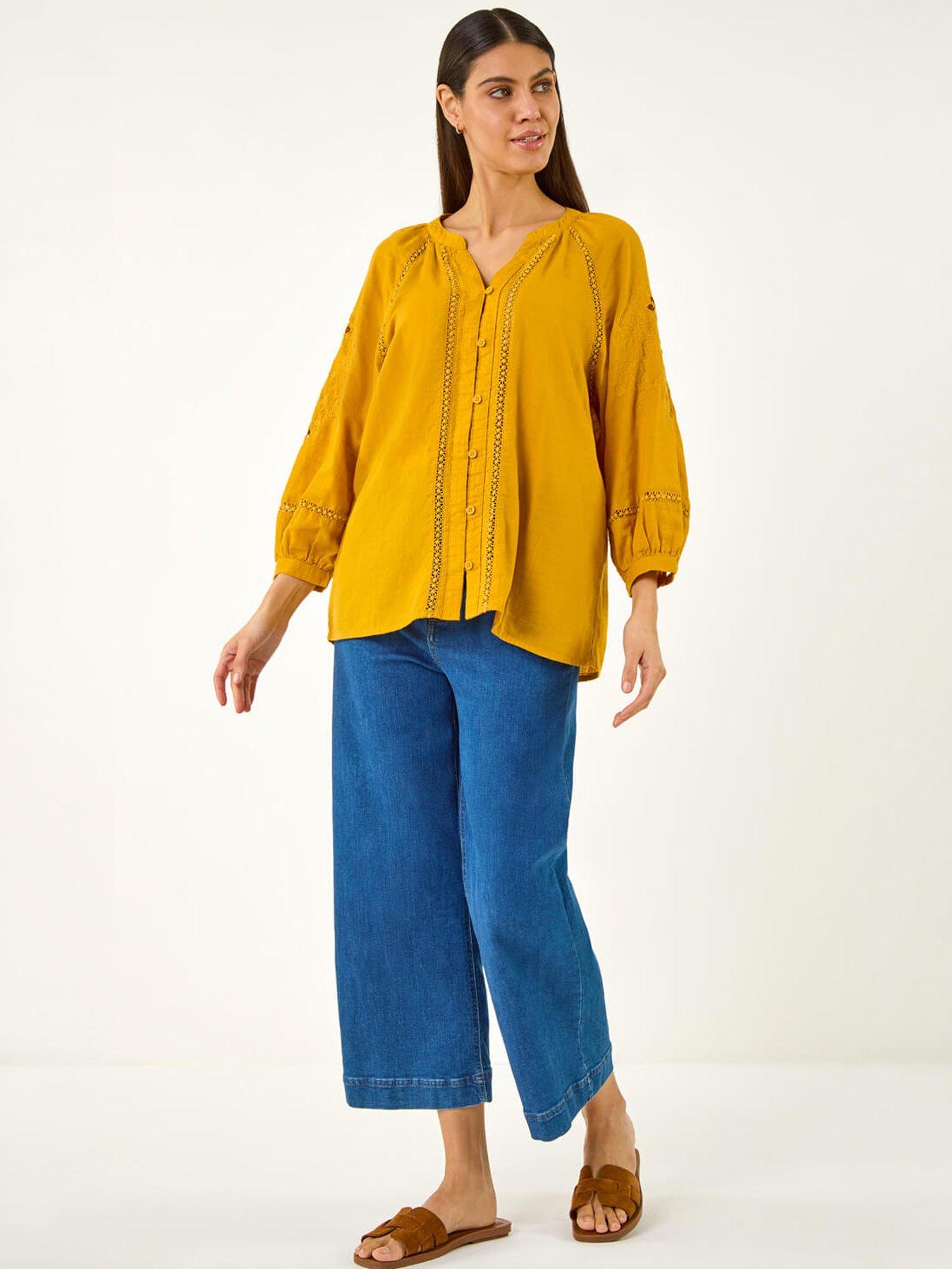 Image 5 of 5 of Roman Embroidered Cotton Sleeve Blouse