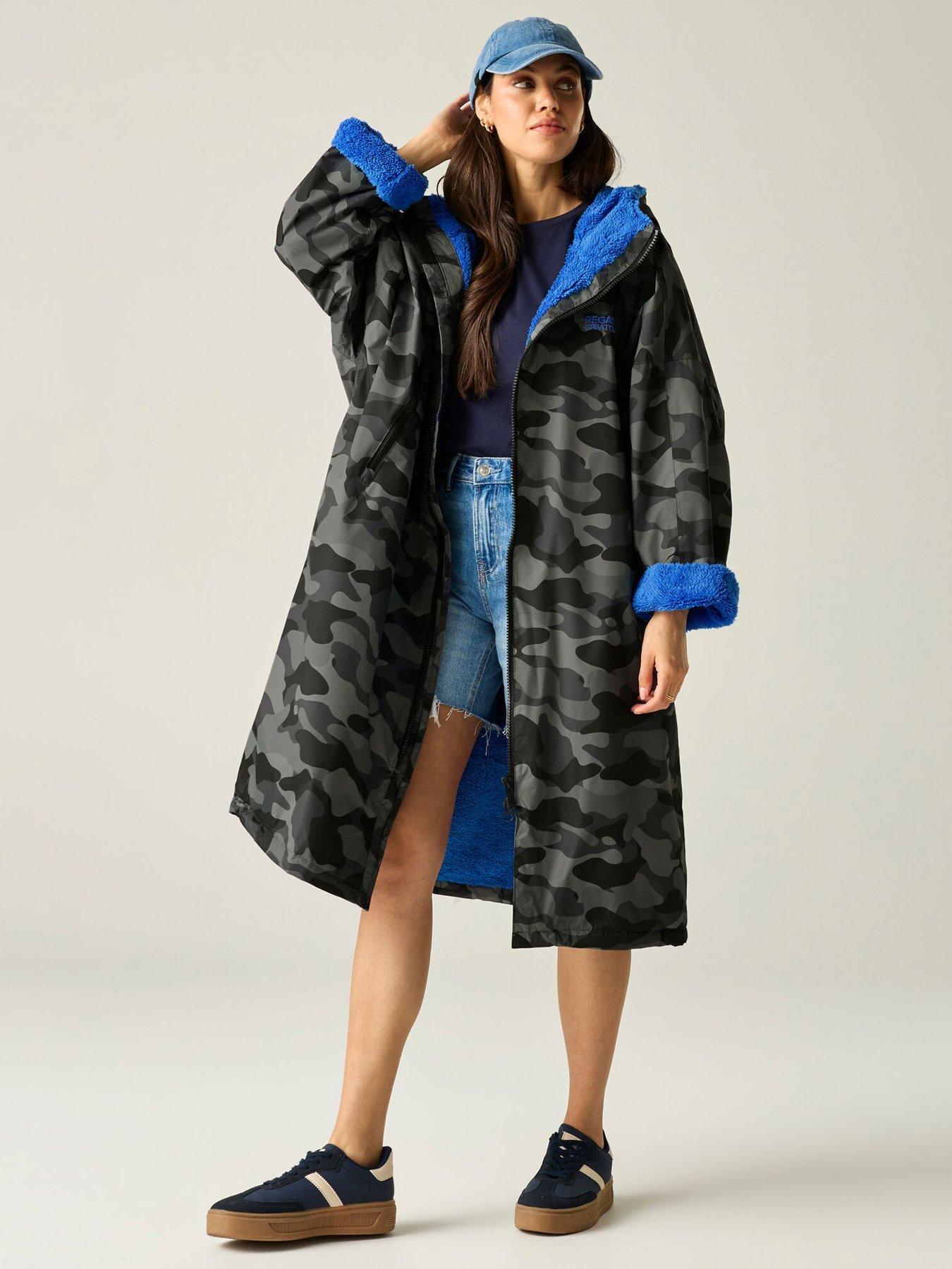 Image 1 of 7 of Regatta Adult Waterproof Robe- Camo/Sonic Blue